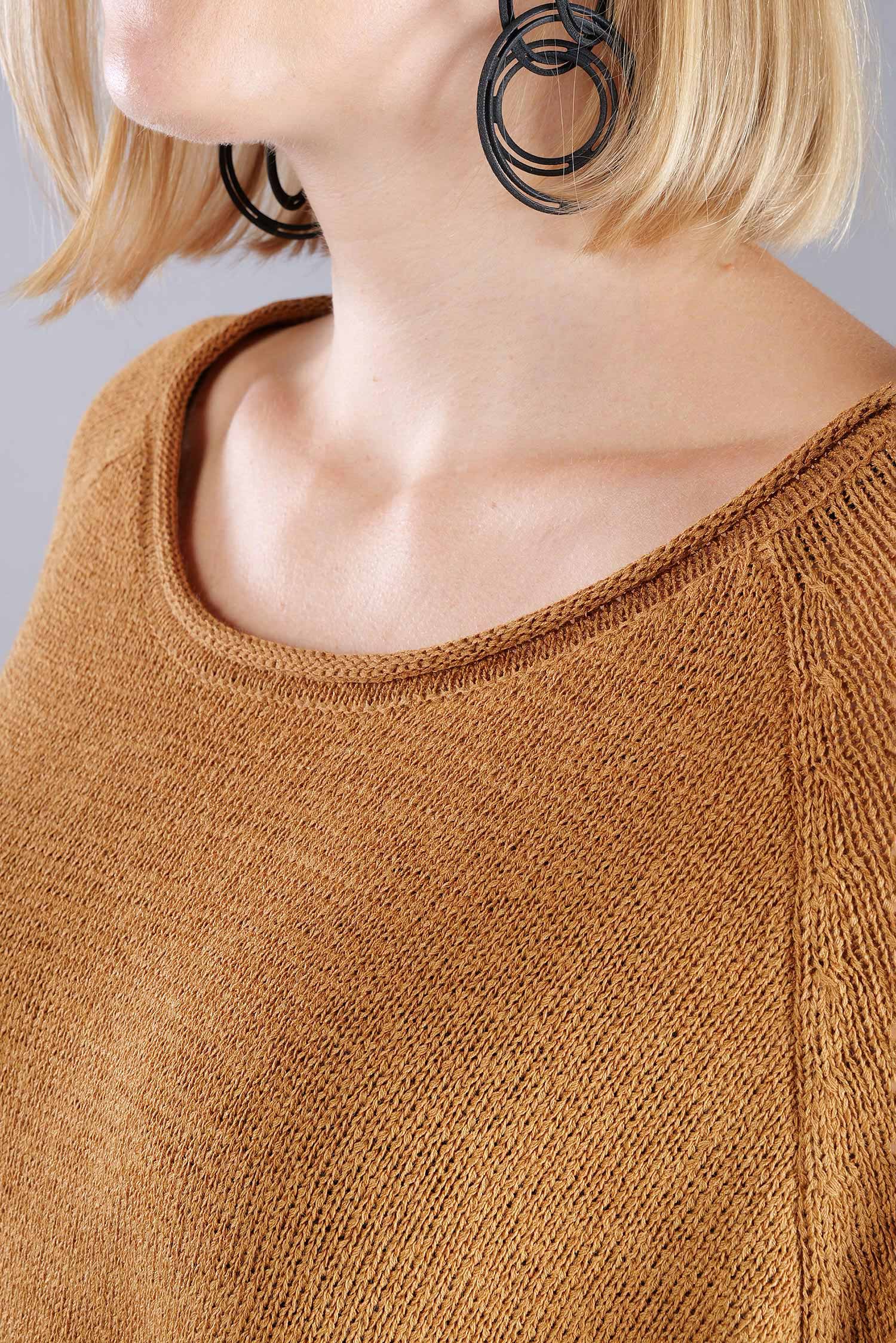 Oversized knitted pullover - Bronze - 2263720713