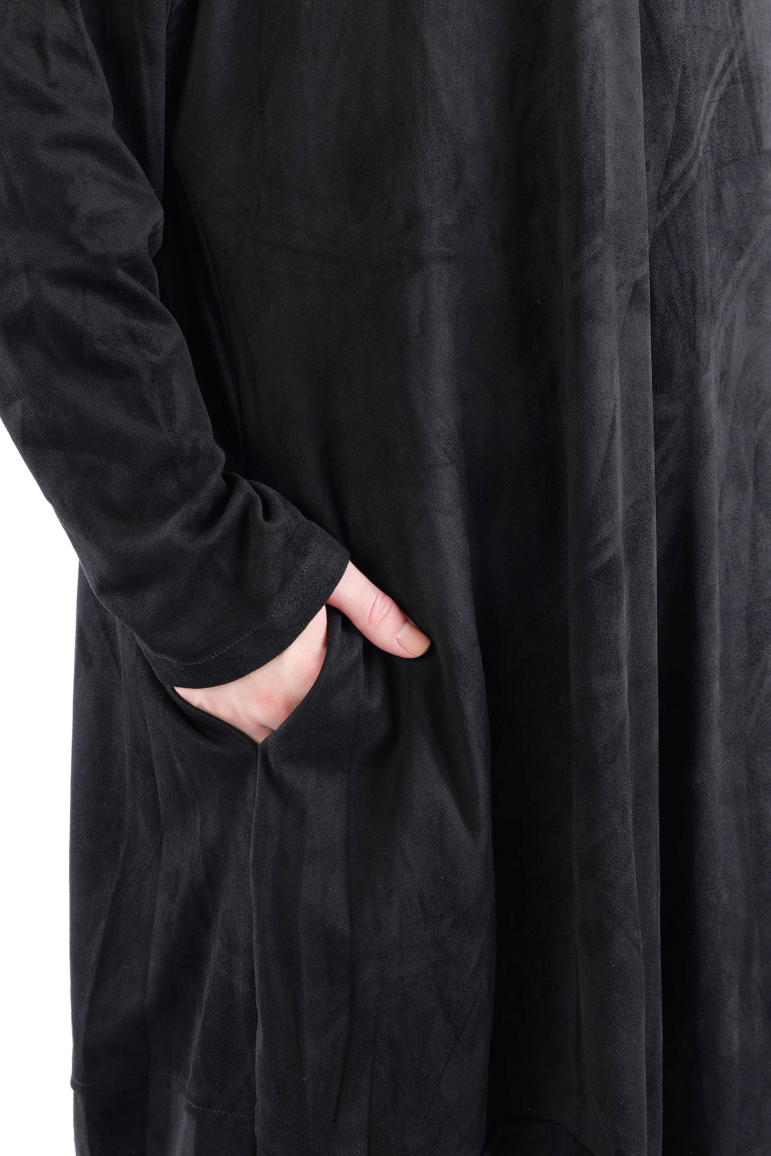 Velour-Optik Kleid - Schwarz - 2263300913