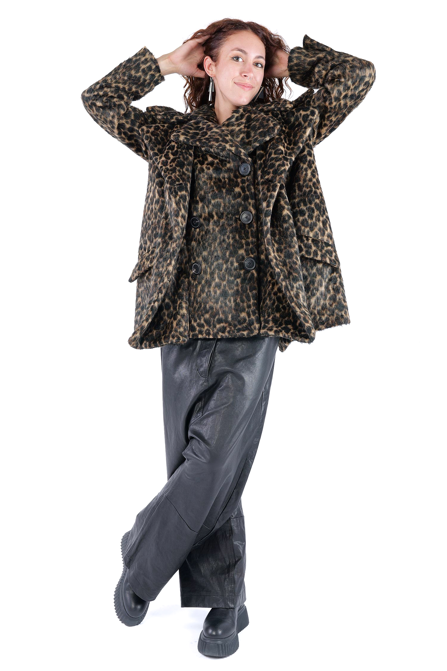 Oversized leopard fur jacket - Leo jacquard - 2261191102