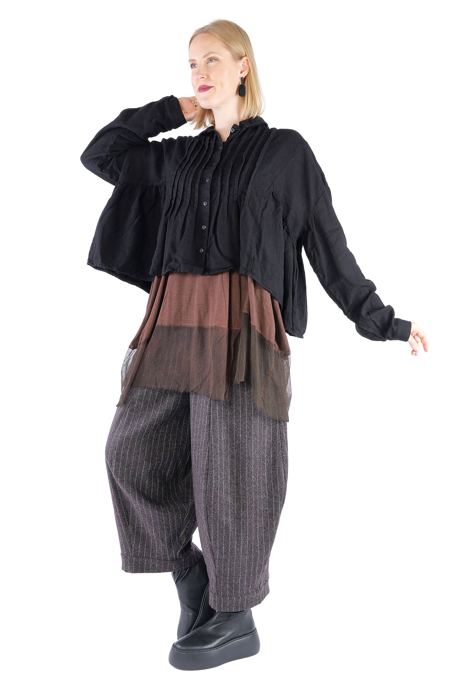 Kurze Flanelljacke - Schwarz - Innenfrei