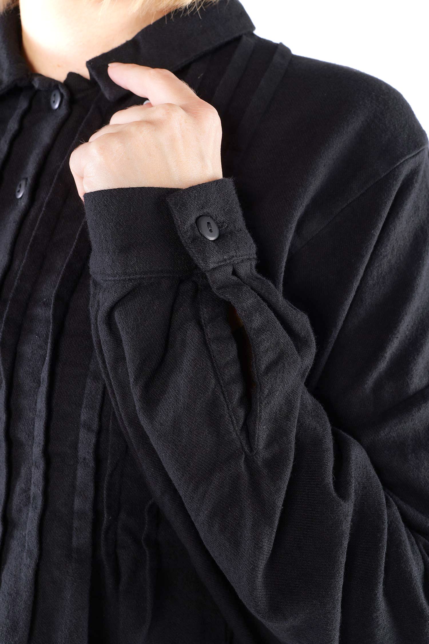 Kurze Flanelljacke - Schwarz - Innenfrei
