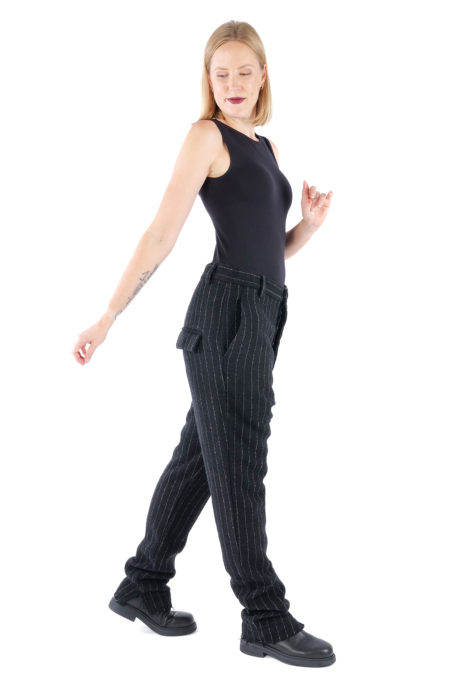 Lange Wollhose - Black stripe - 2264150102