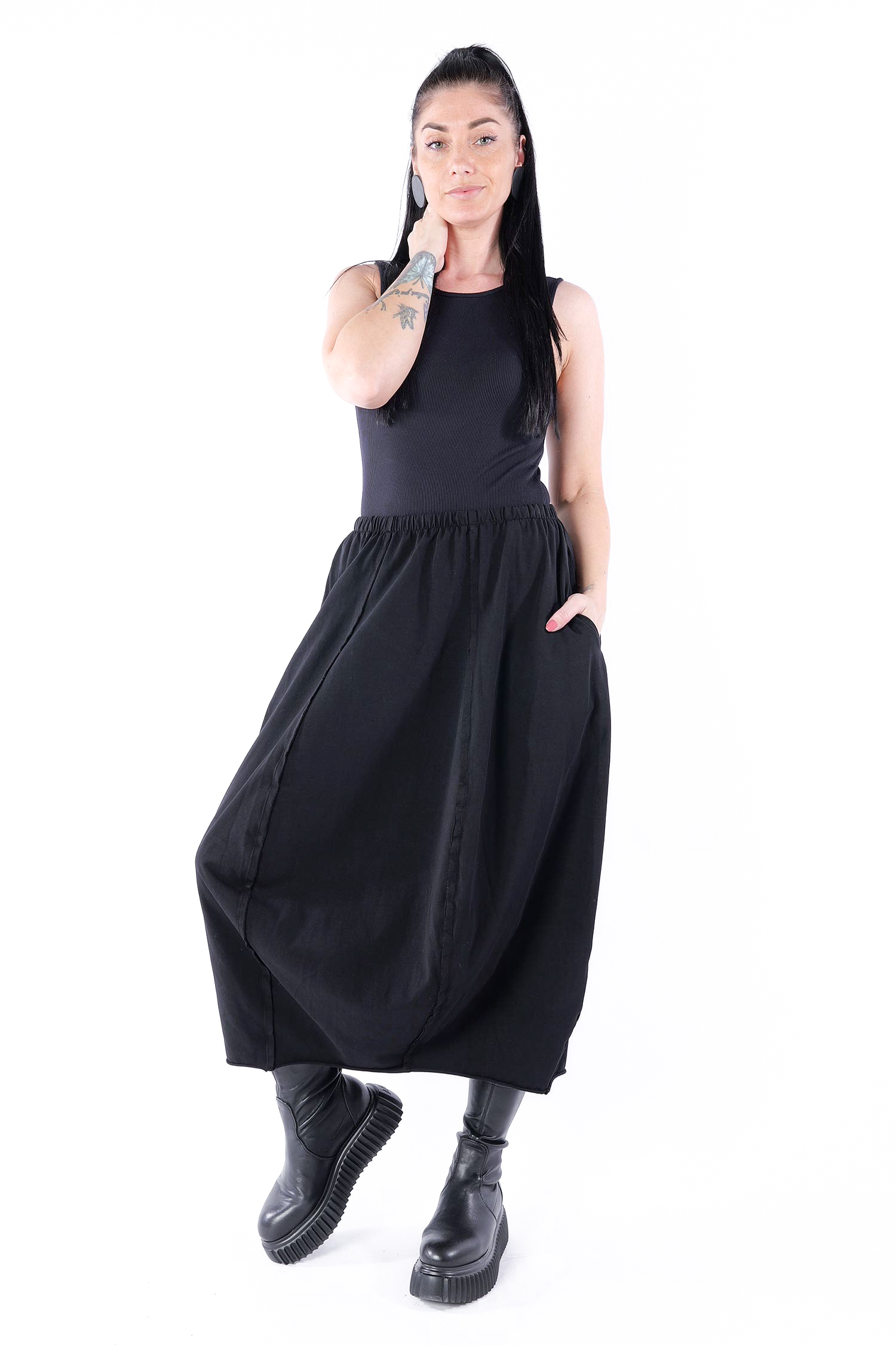 Tulpiger Jerseyrock - Schwarz - Weichblick