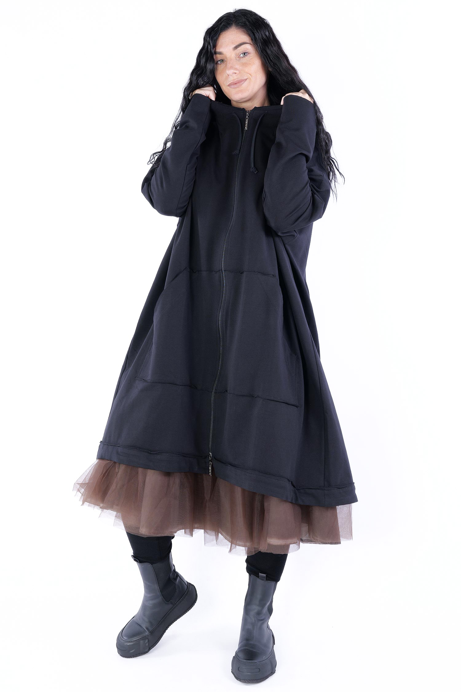 Oversize Sweatjacke - Schwarz - A20-JT-TT1