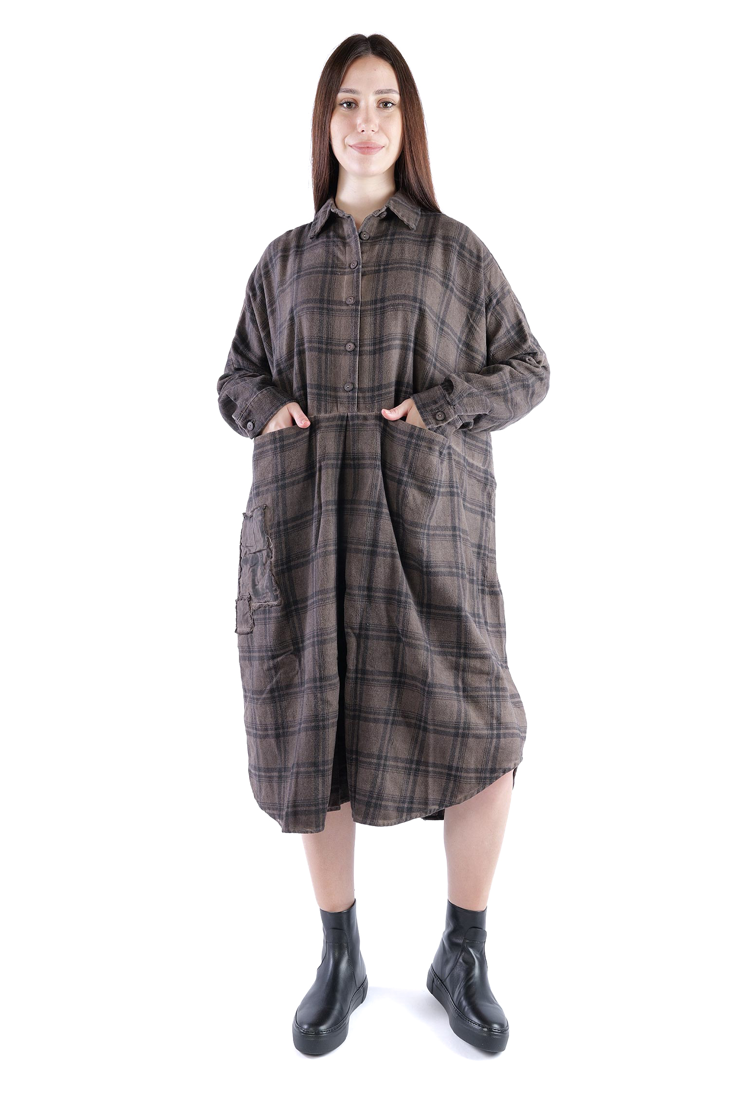 Flanell-Tunika - Truffle old dye check - Fight