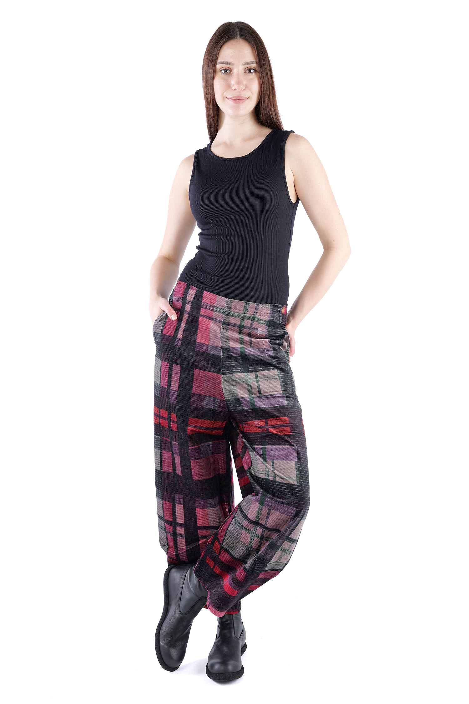 Feincord Hose - Check multicolor - 2263230104