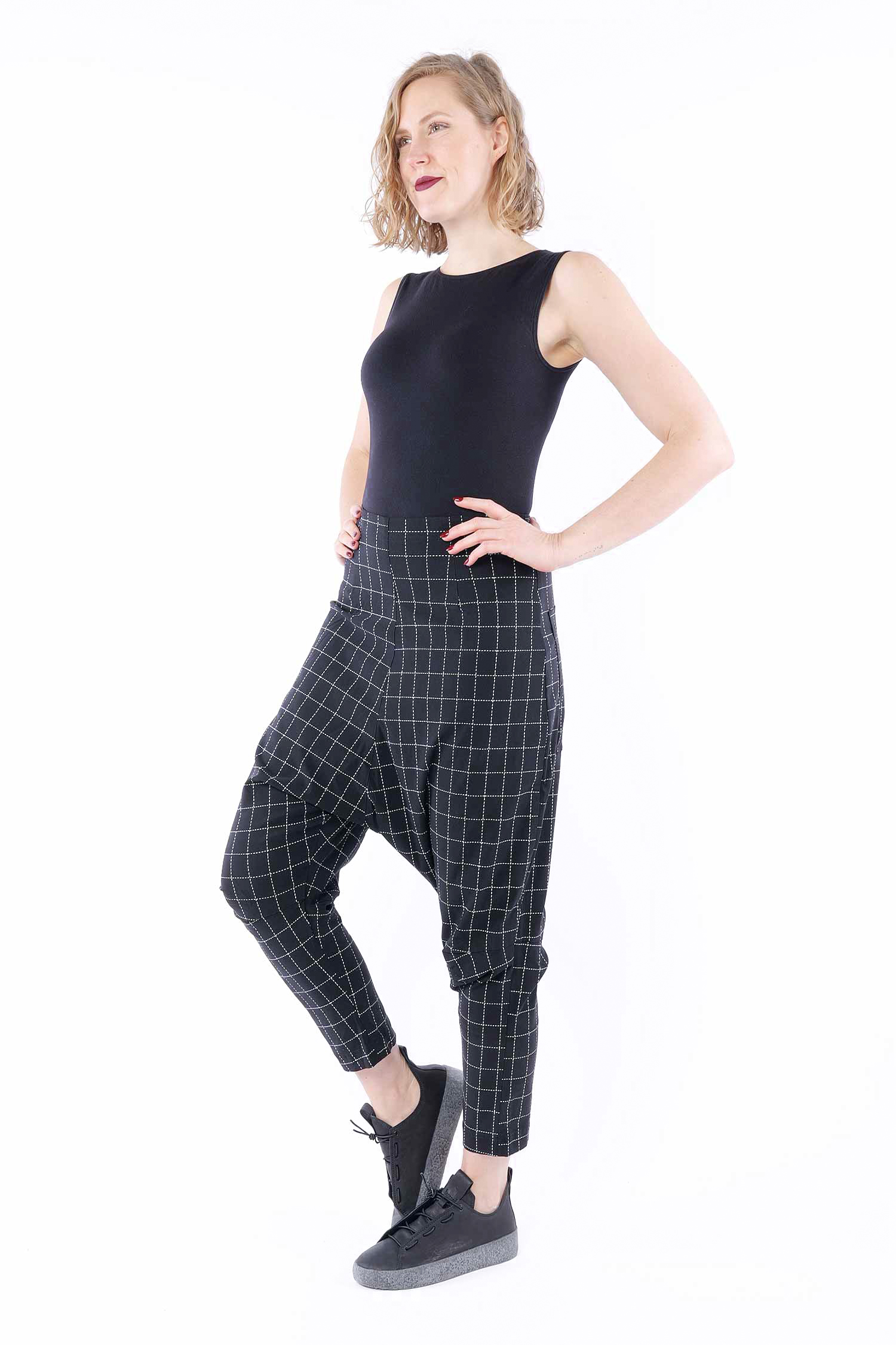 Stretch pants - Black check - 1263440101