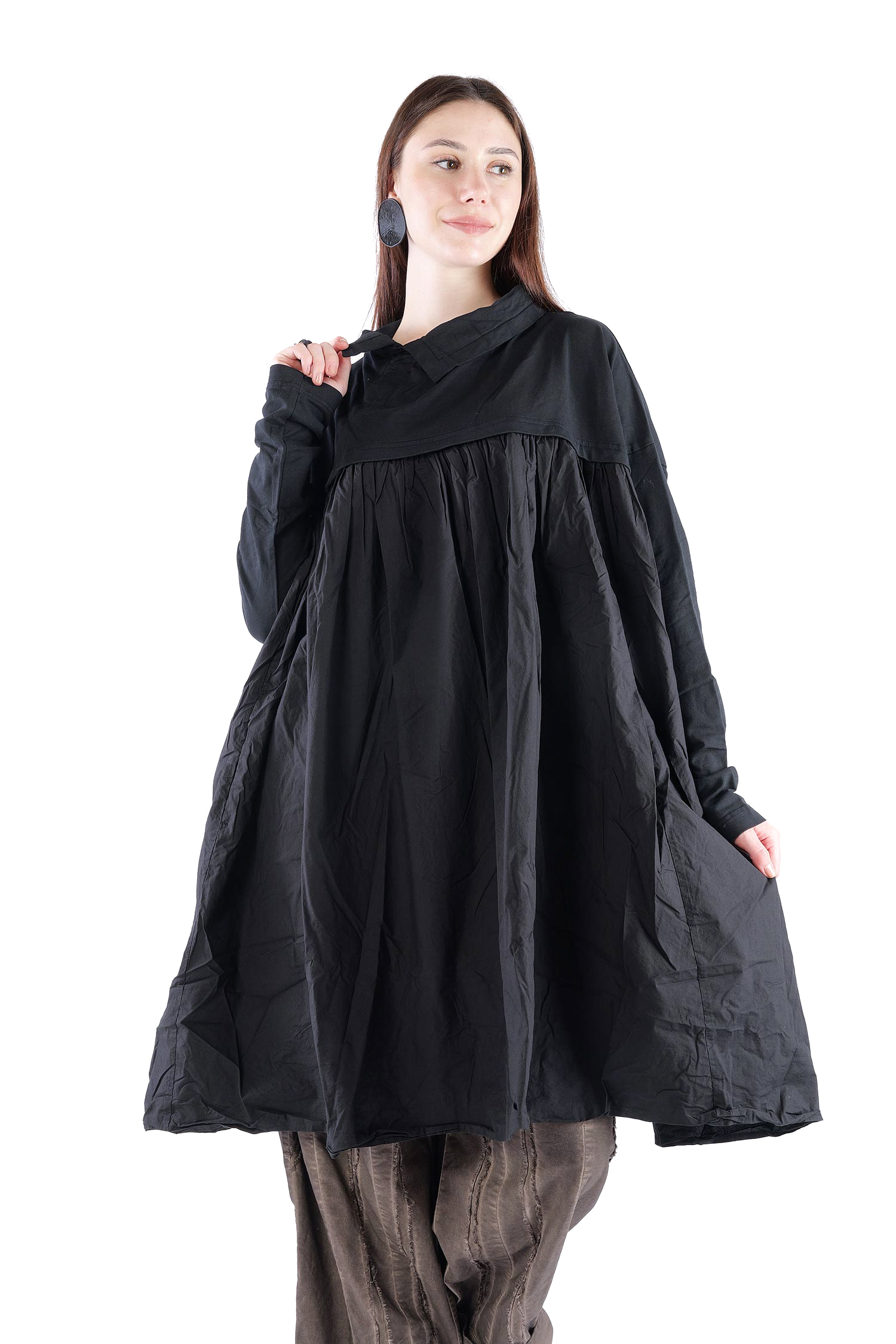 Gerüschte Tunika - Schwarz - 2262280906