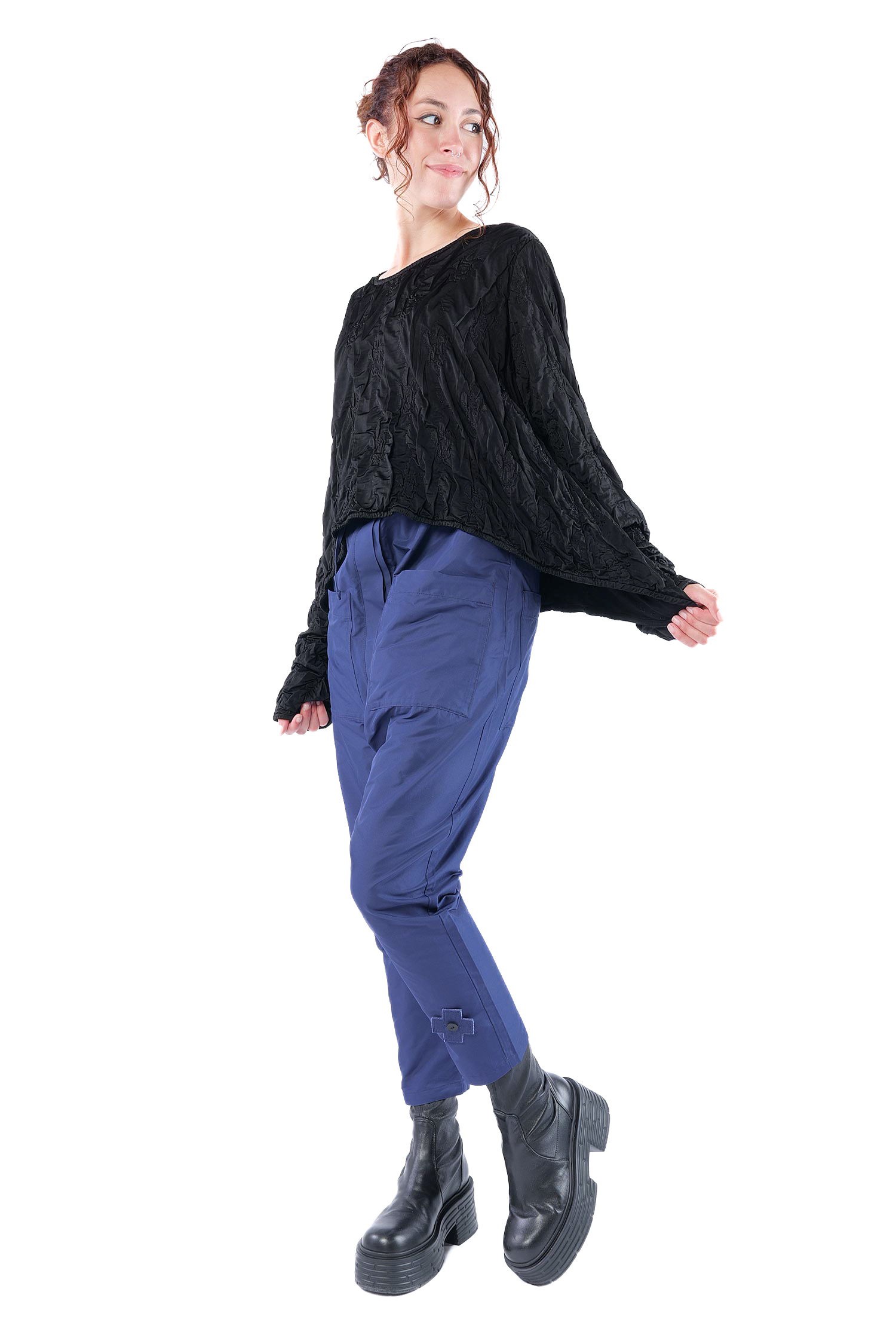 Oversize Stepppullover - Schwarz - Innenlaut