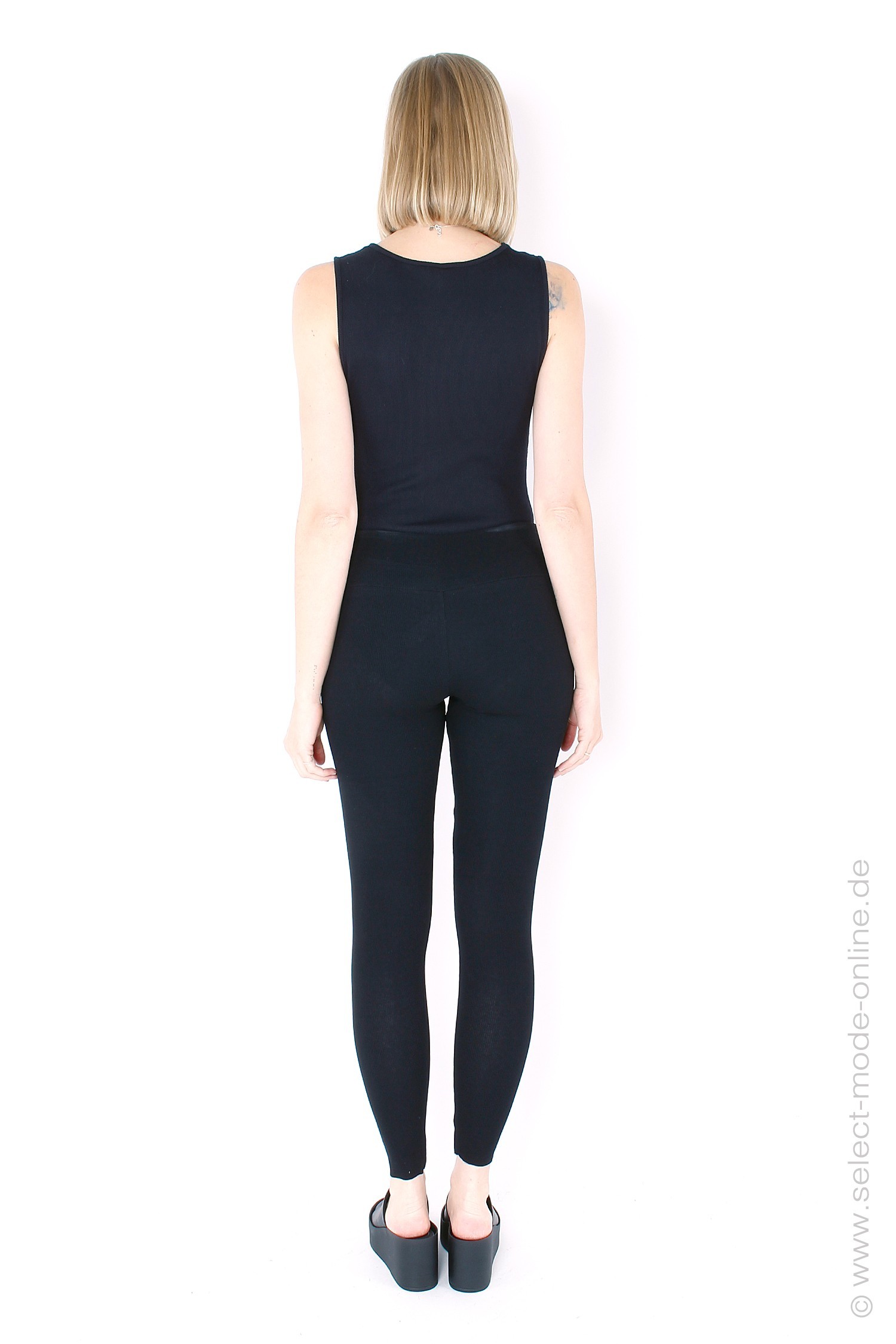 Ripp-Jersey Leggings - schwarz