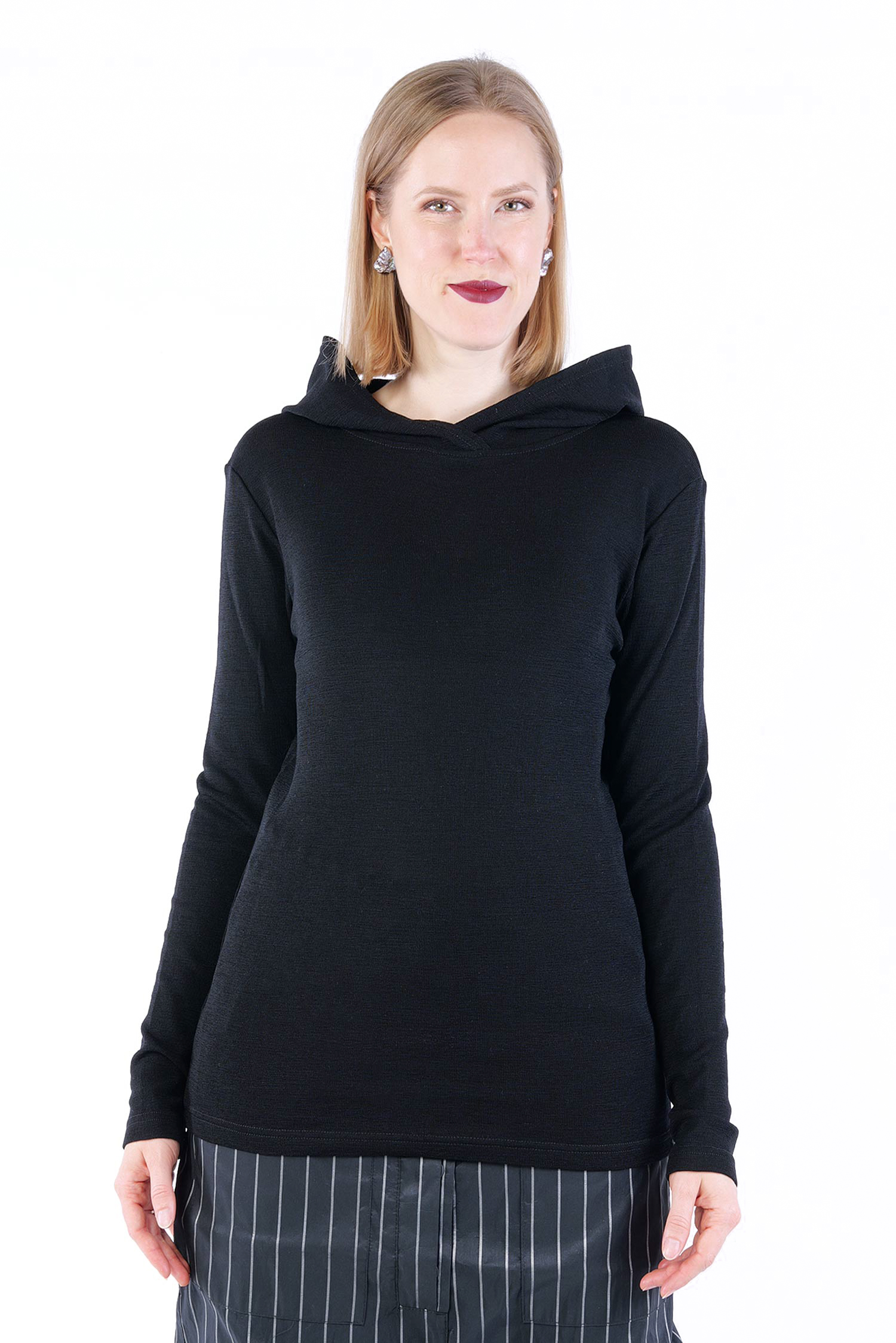 Merino hoodie - Black - 4031