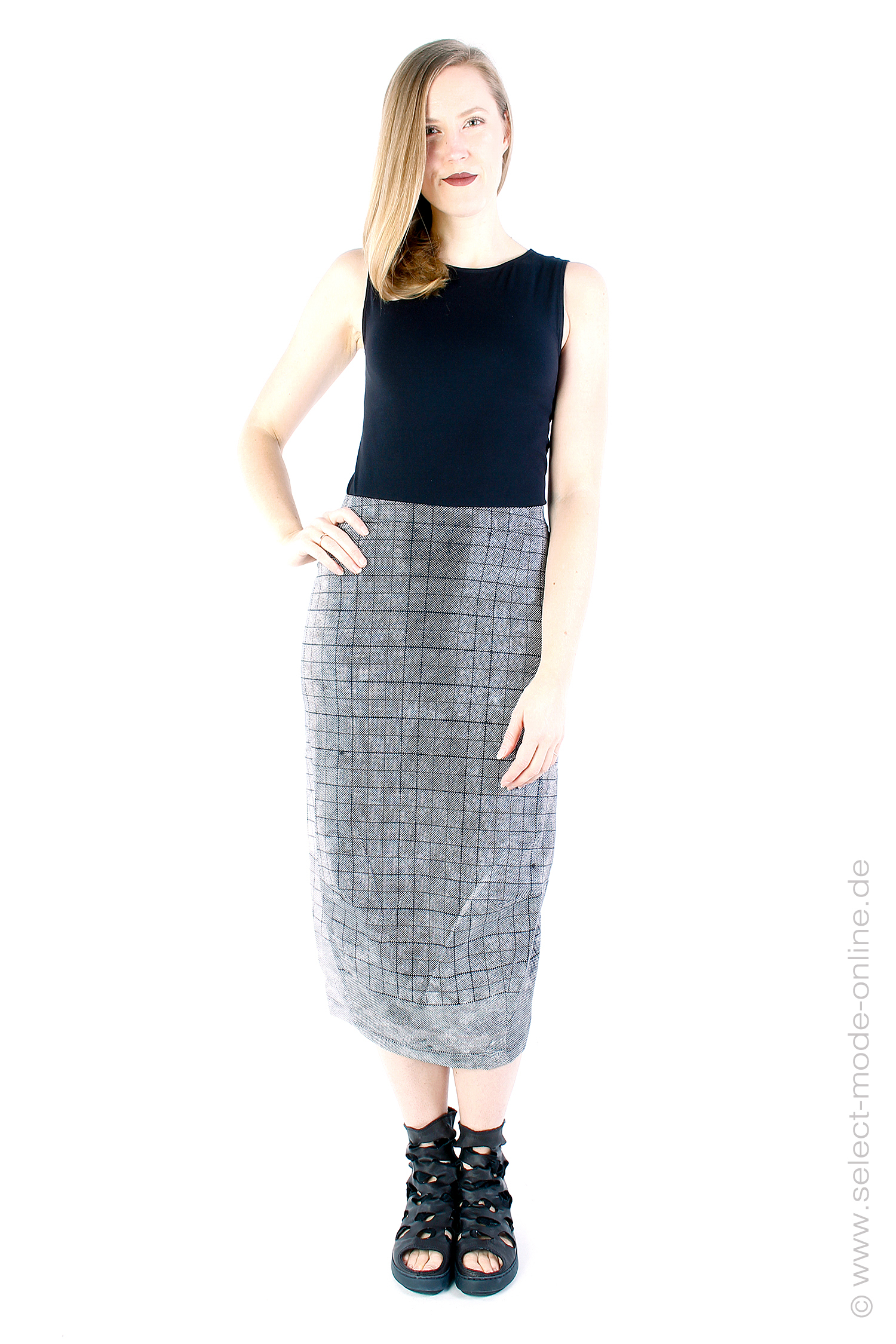 Narrow stretch skirt - Black Print - 1243440315