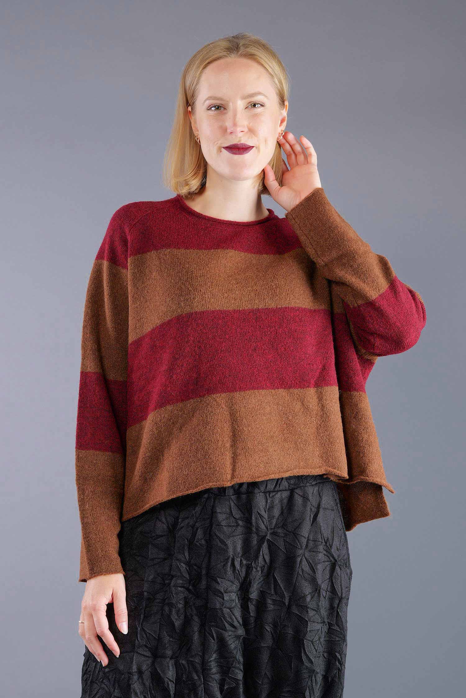 Knitted pullover - Bronze lava - 2263480704