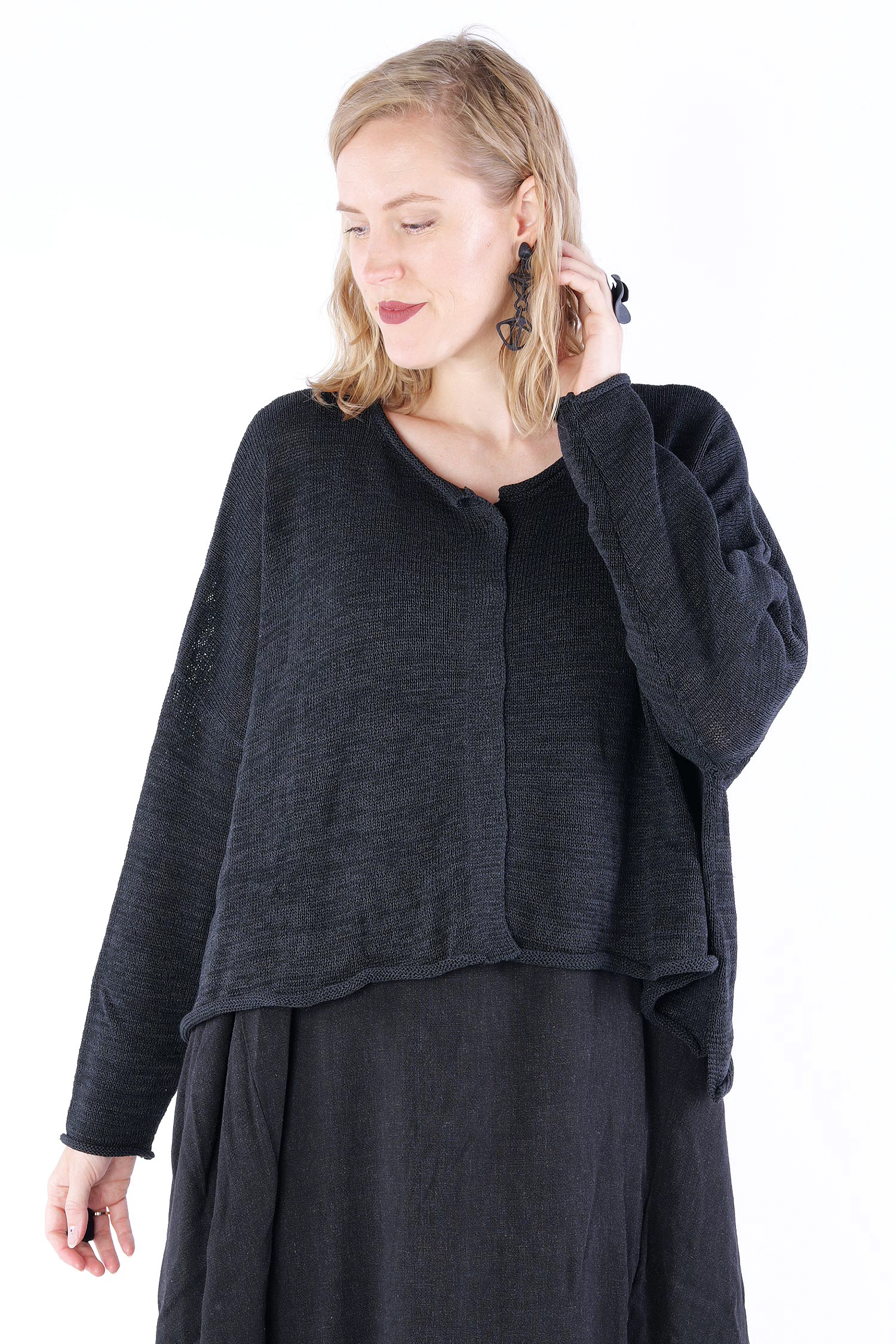 Grobstrick Jacke - Schwarz - 2253727117