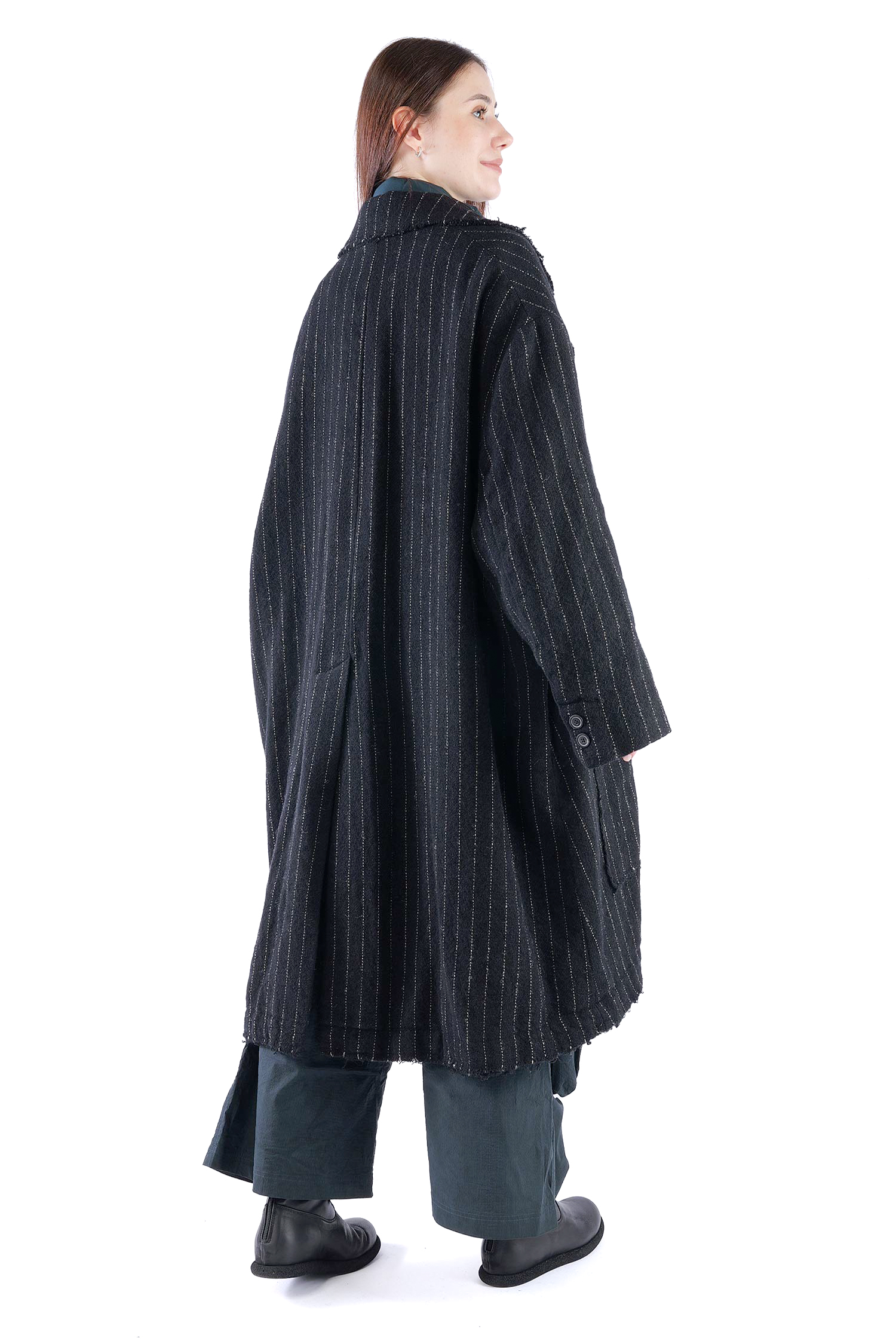 Oversize Wollmantel - Black stripe - 2261151209