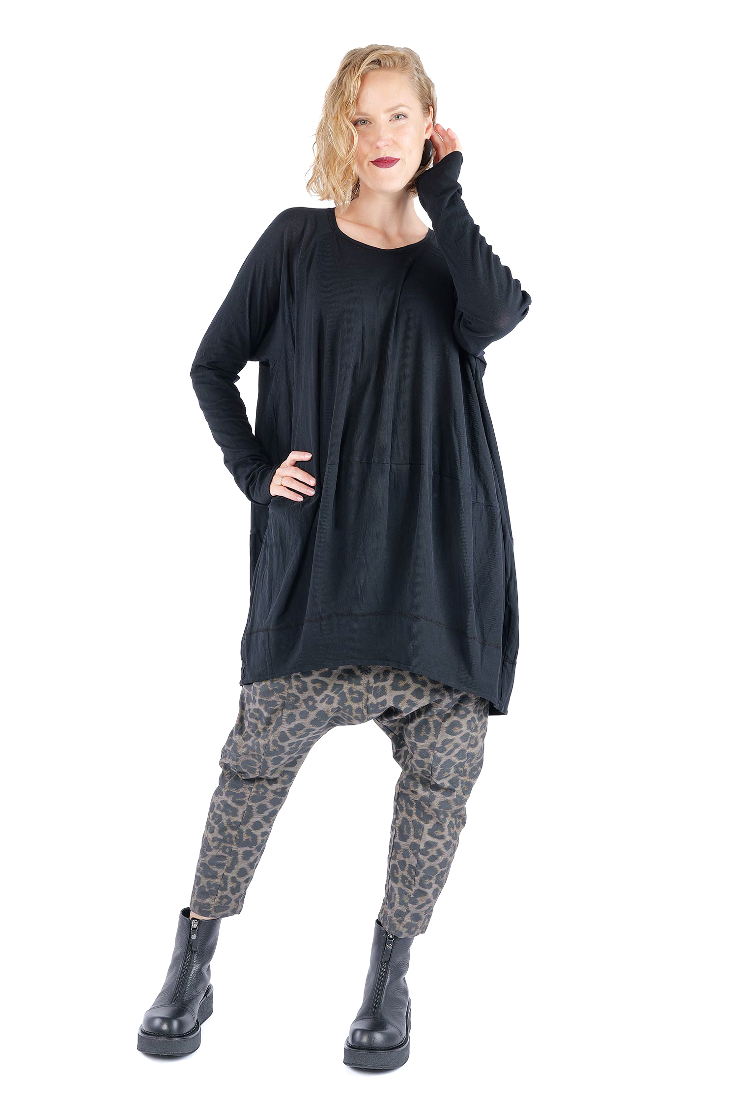 Oversize Tunika - Schwarz - 2261140515