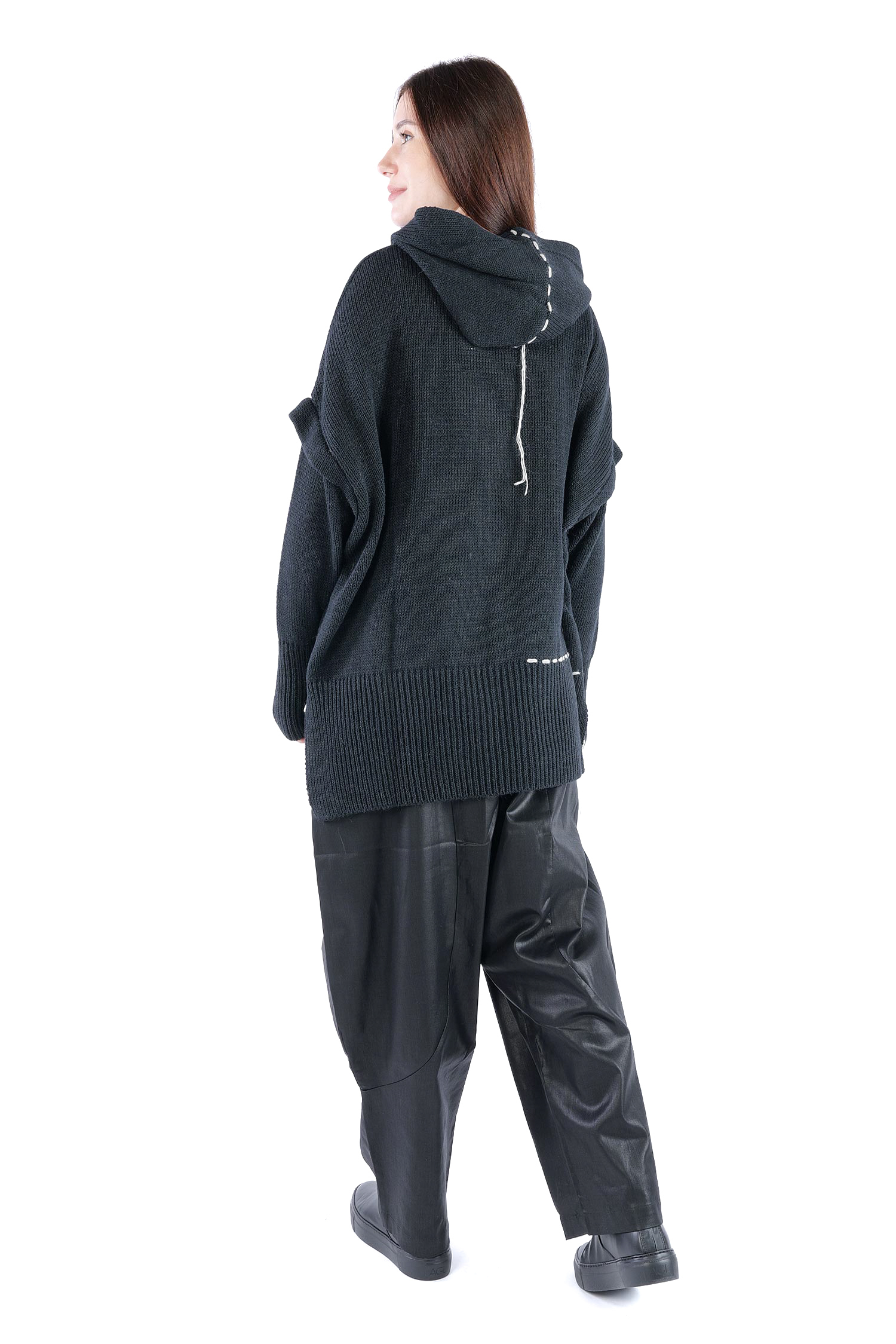 Strick Hoodie - Schwarz - Edooh