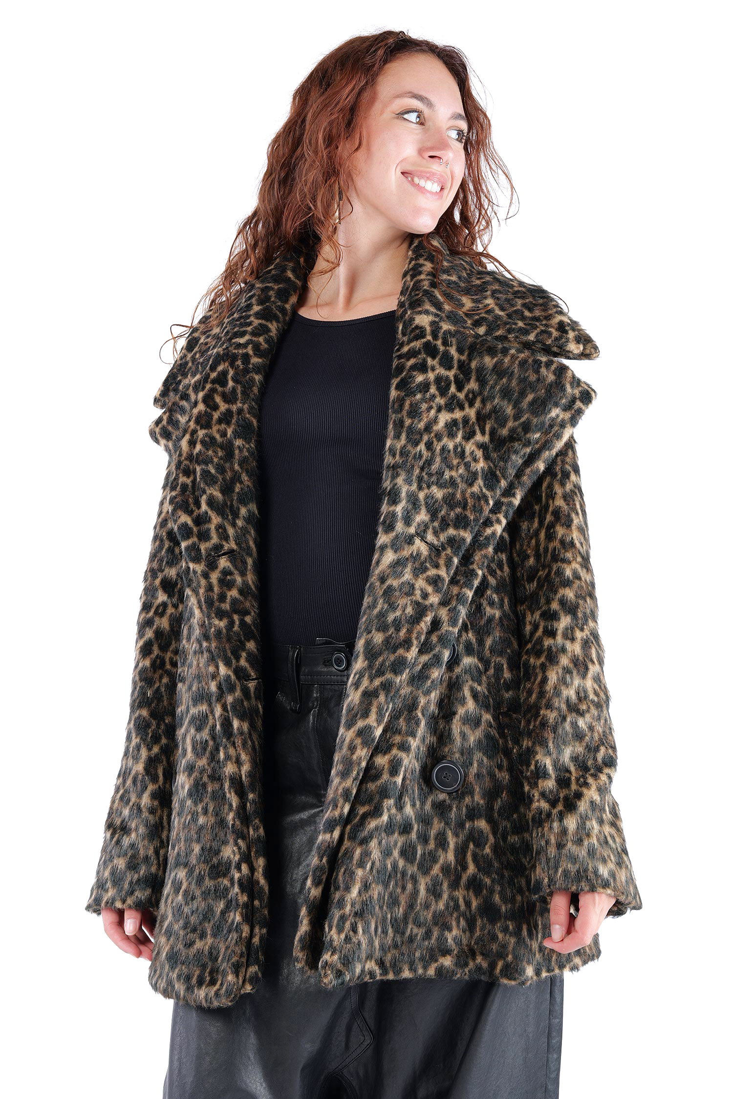 Oversized leopard fur jacket - Leo jacquard - 2261191102