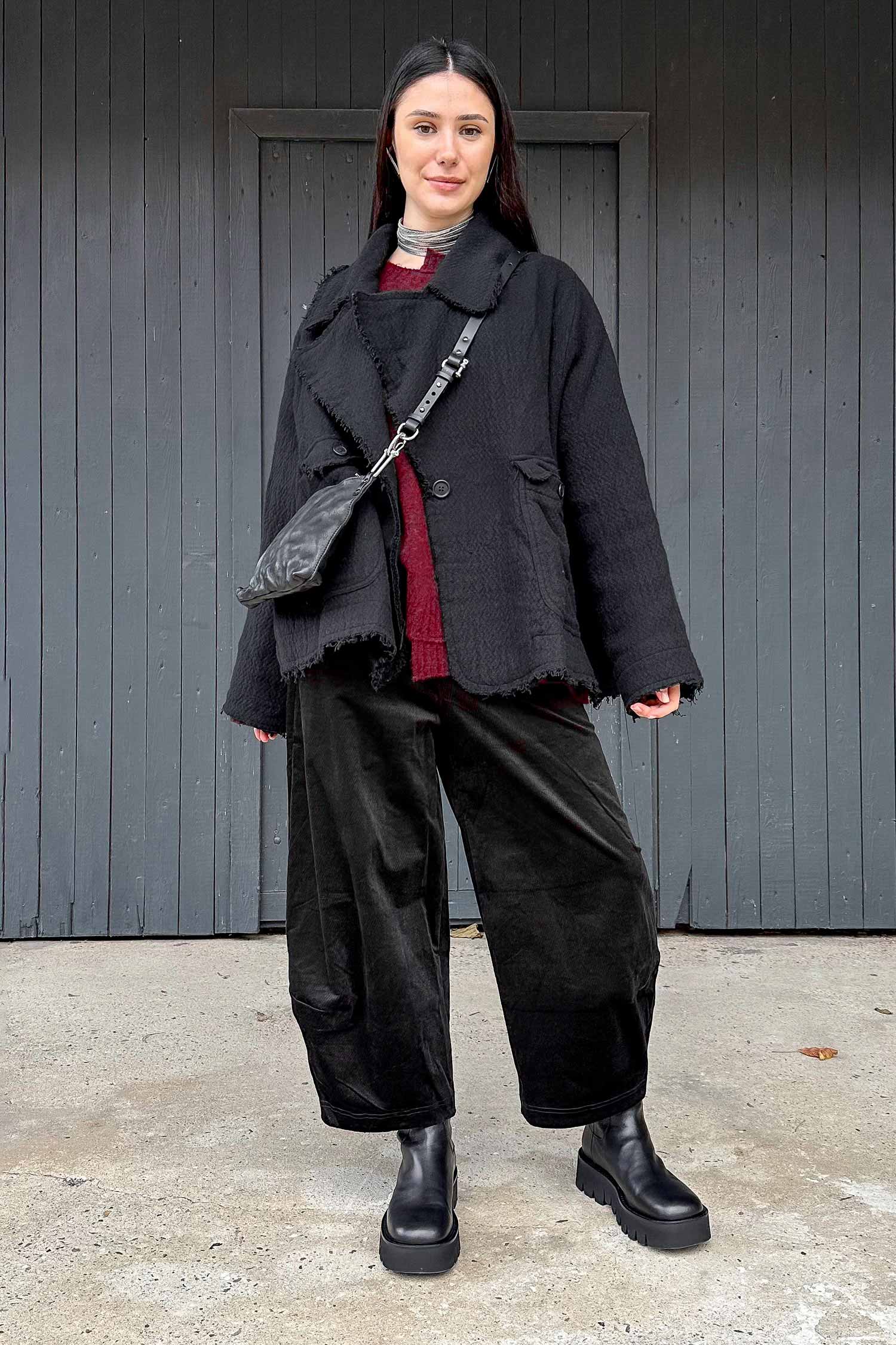 Frayed winter jacket - Black - 2263281102