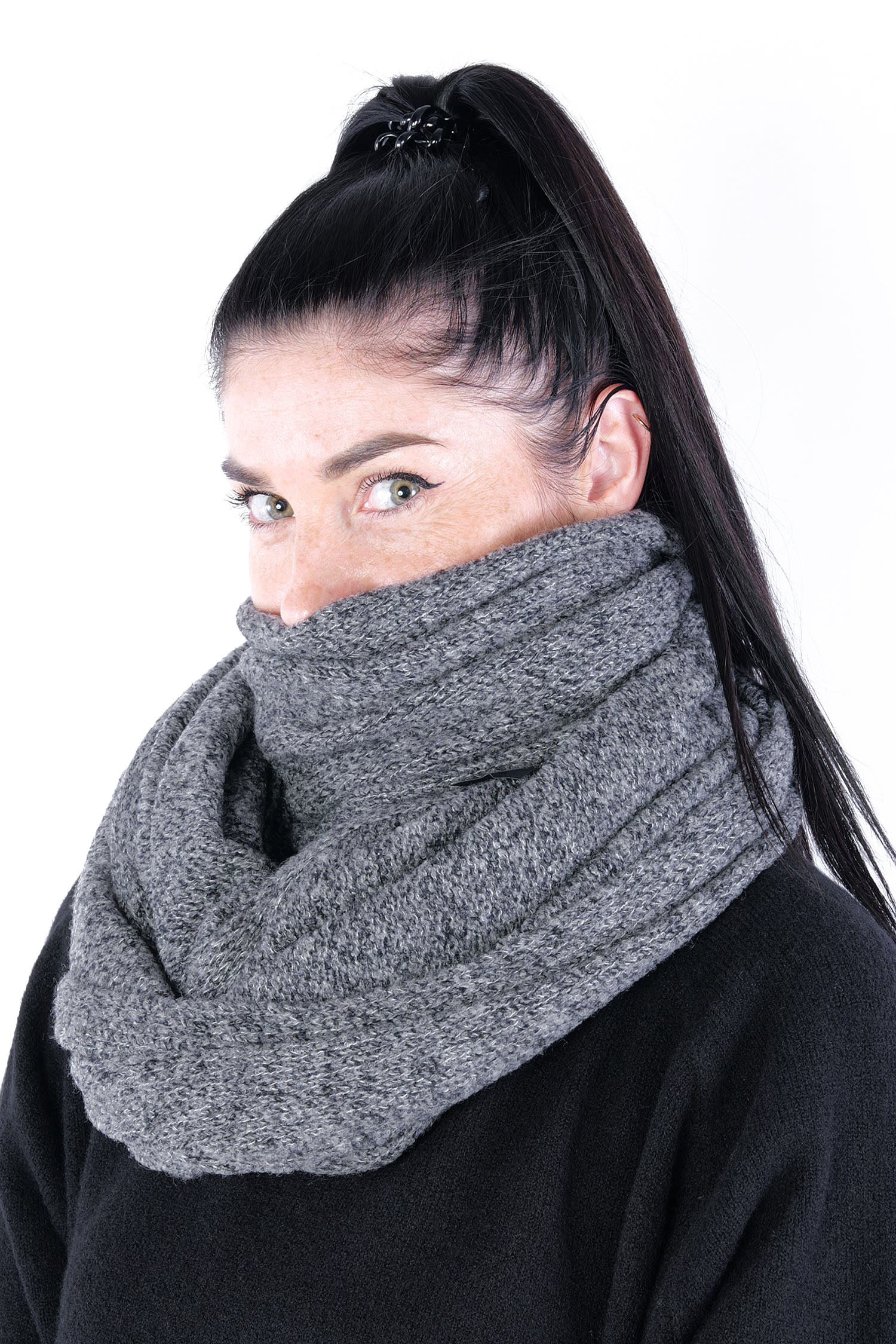 Strickschal - Dark grey - 2253317705