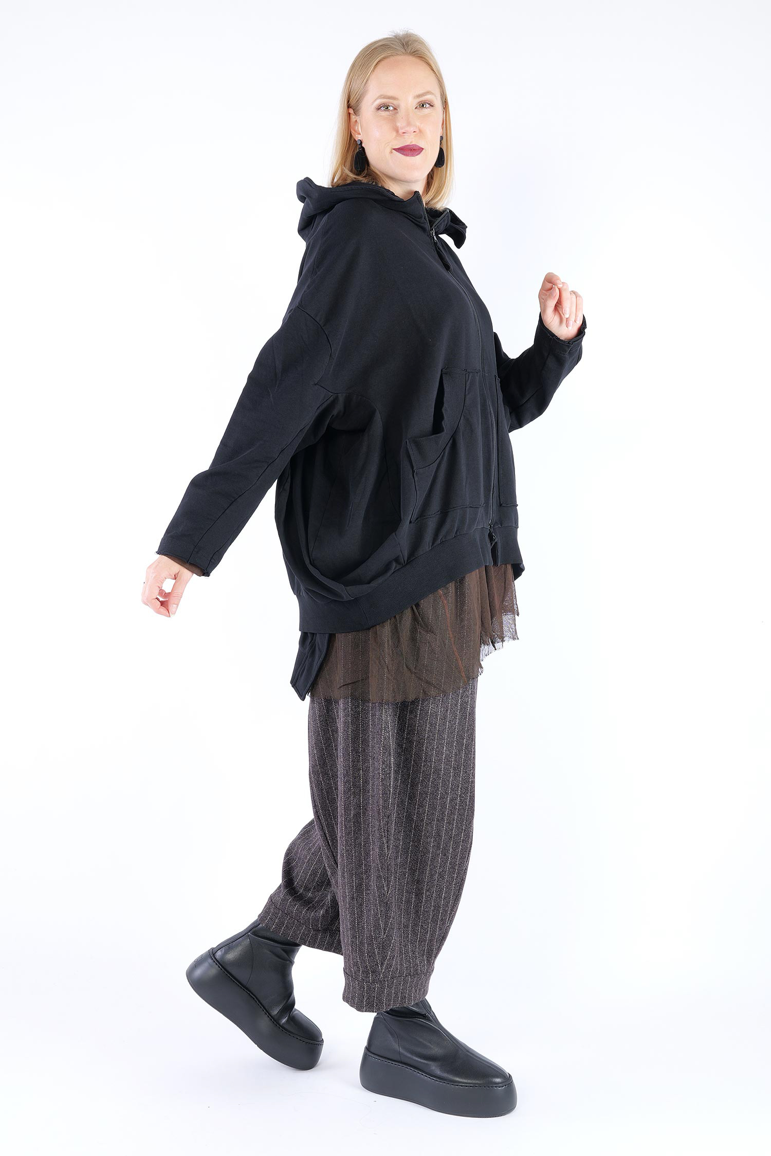 Oversize Sweatjacke - Schwarz - 2263251102