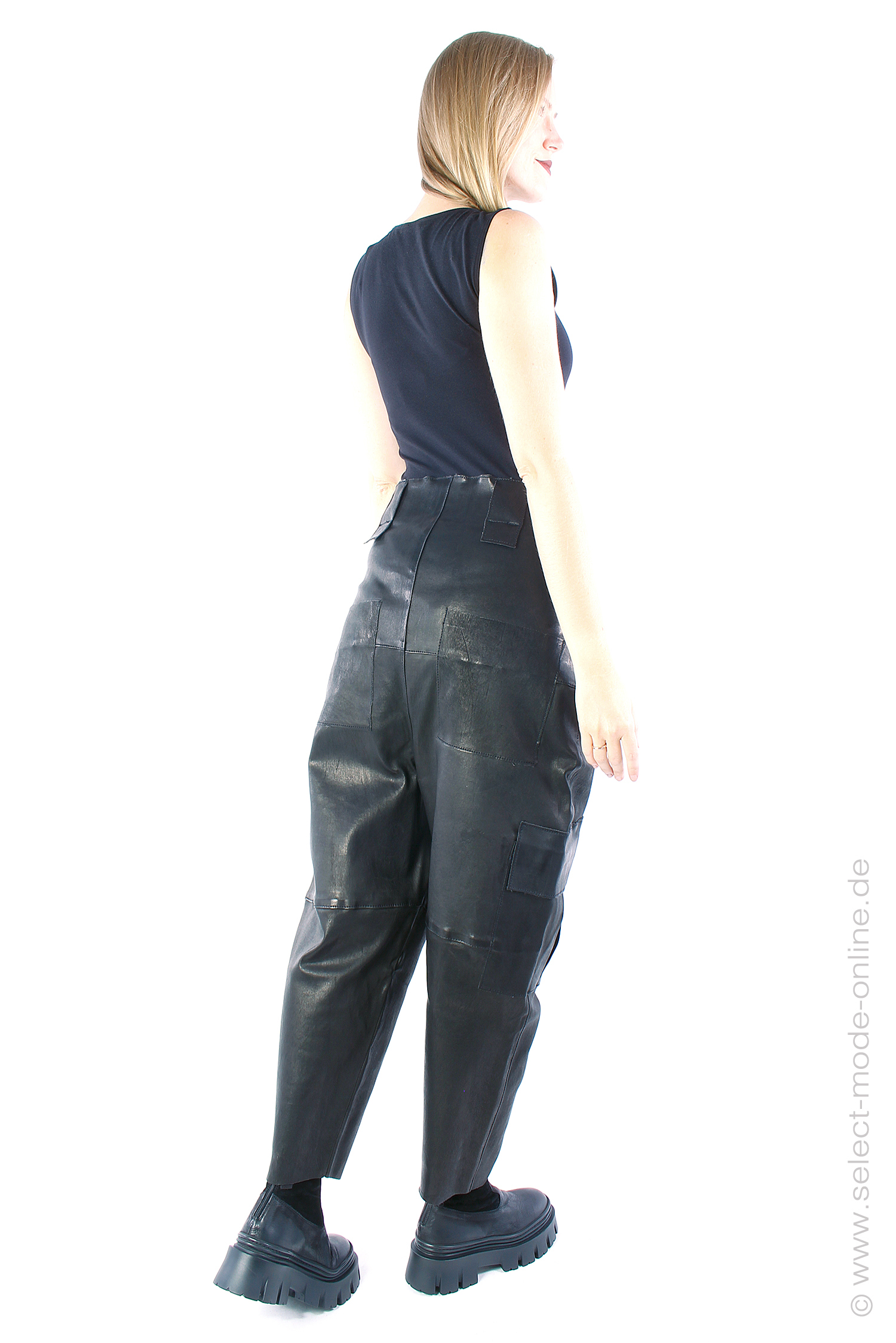 Stetch leather pants - black - SA-Lea