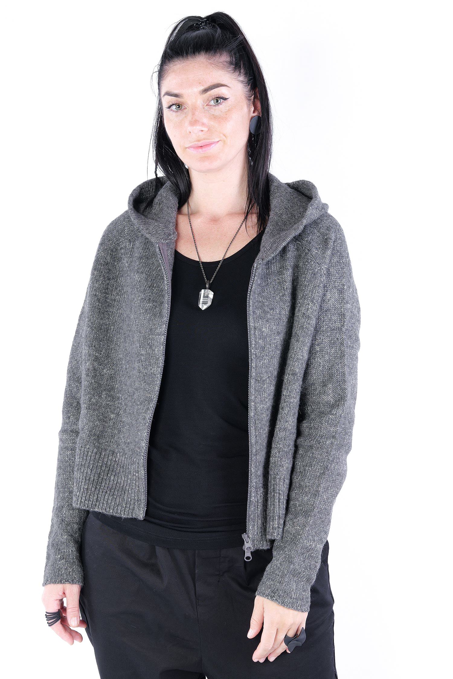Strickjacke mit Reißverschluss - Dark grey - 2253487103