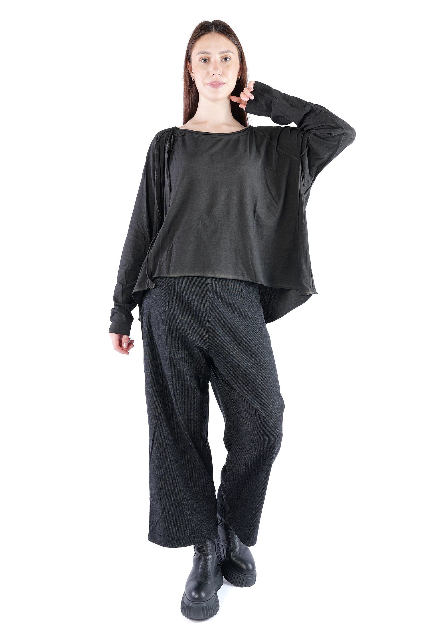 Oversize Jerseypullover - Black cloud - 2262560506