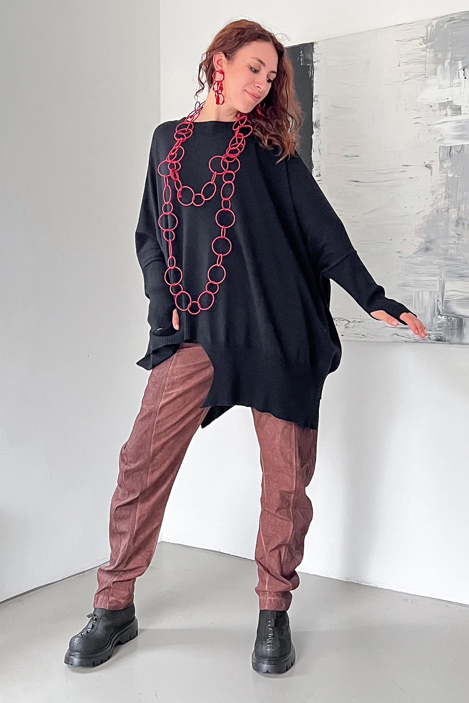 Oversize Strickpullover - Schwarz - 26.2-KHG445