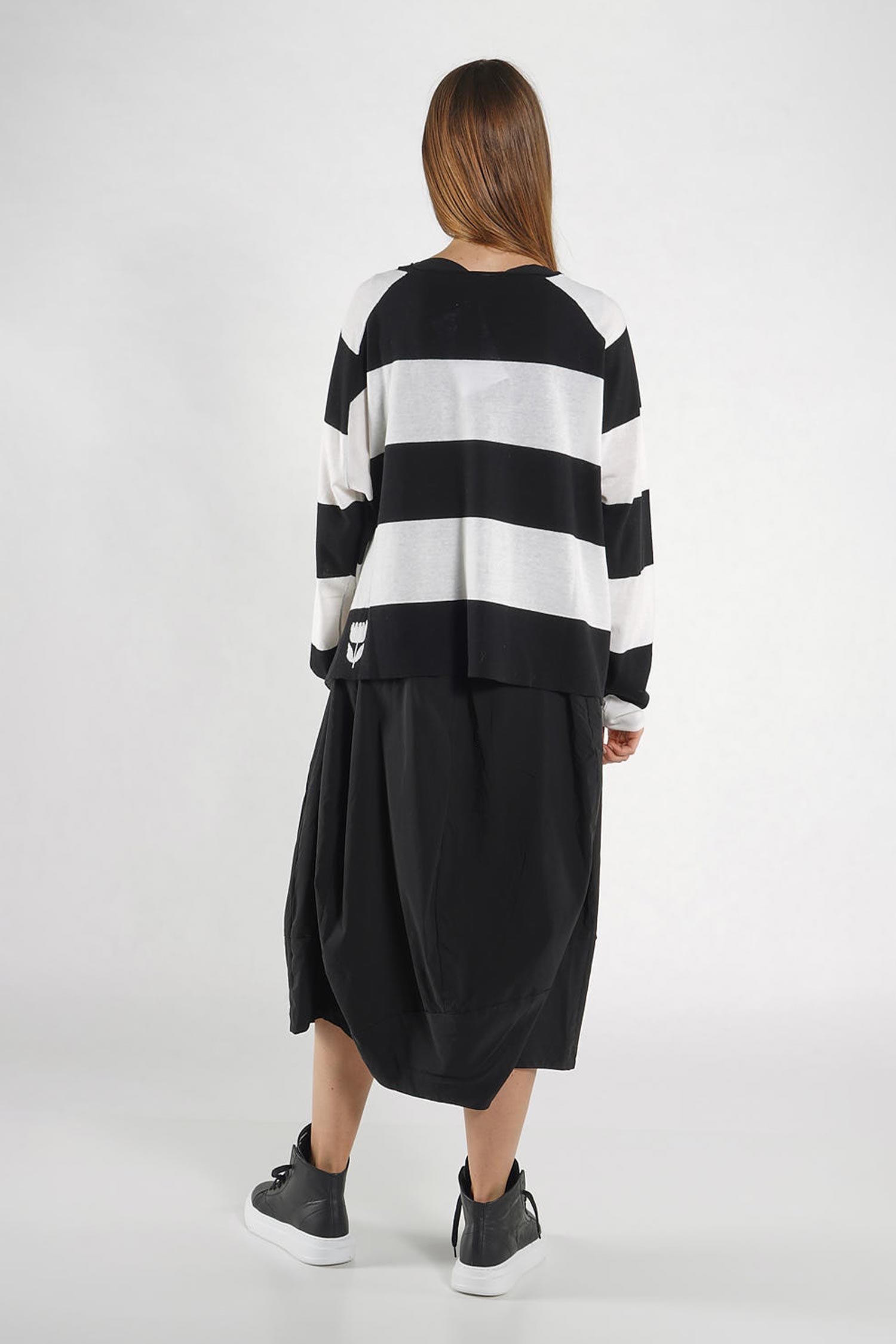 Feinstrickpullover - Black offwhite stripe - 1263330701