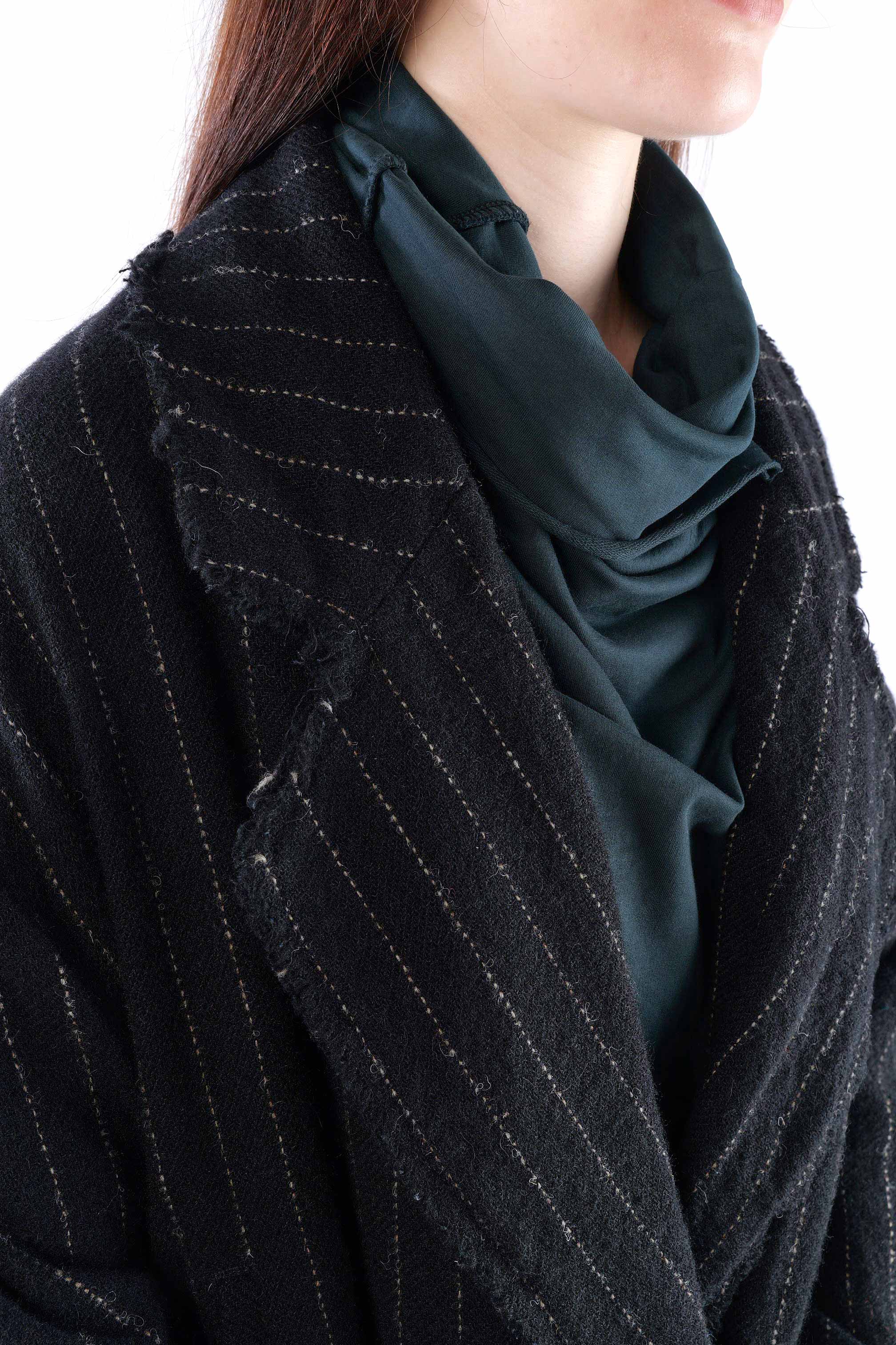 Oversize Wollmantel - Black stripe - 2261151209