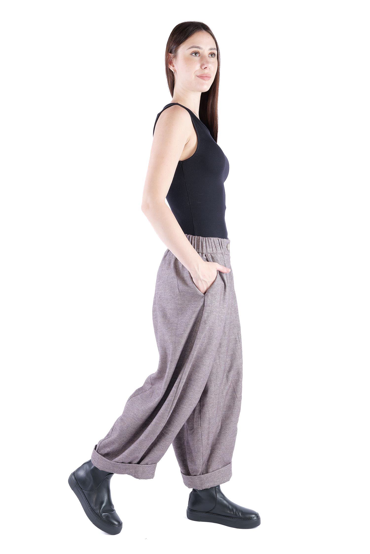 Weite Hose - Dusty rose melange - Alido