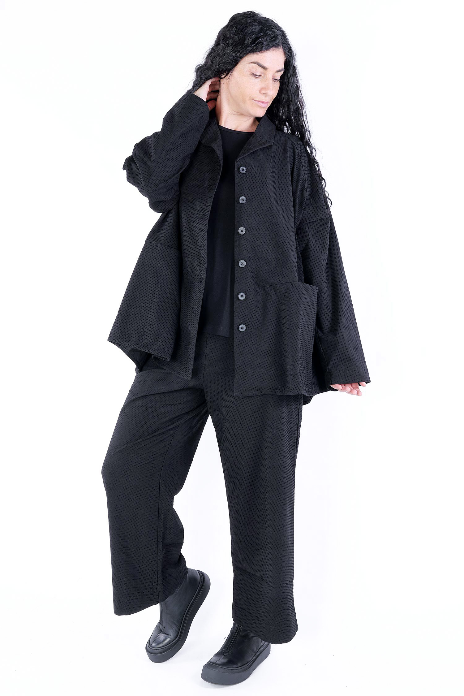 Stretch oversize Jacke - Black check - 2253391113