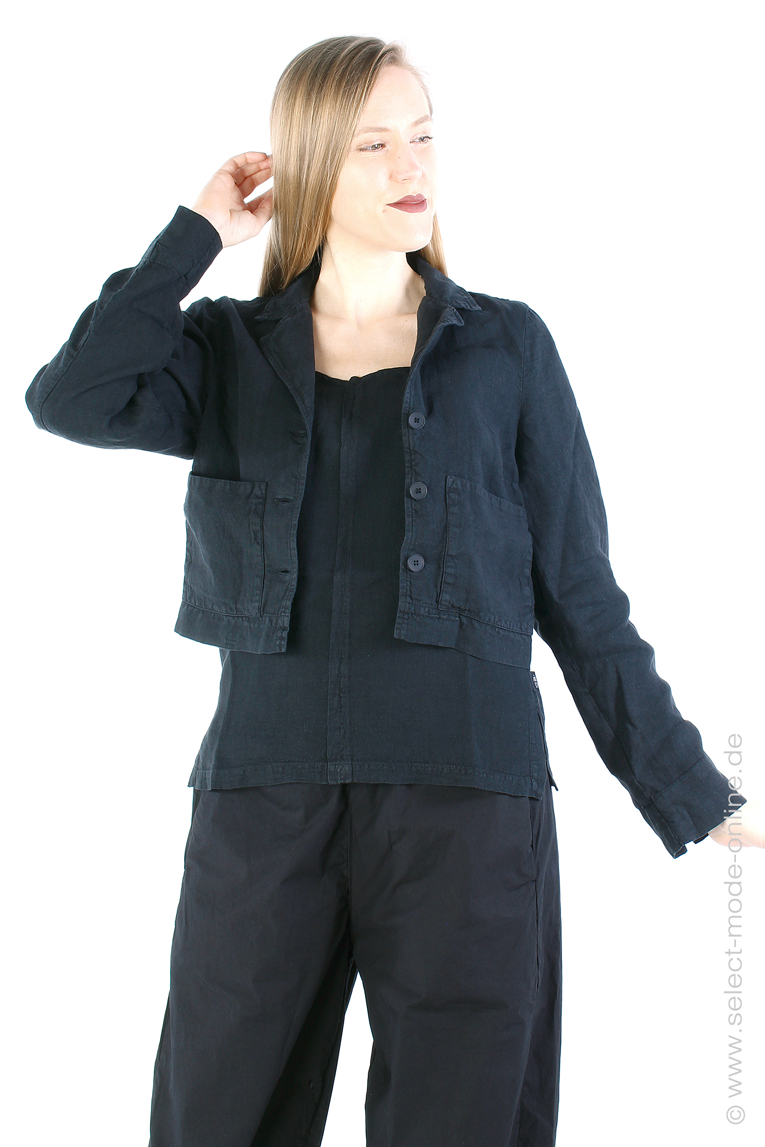 Linen jacket - Black - C14D337114 - Madile
