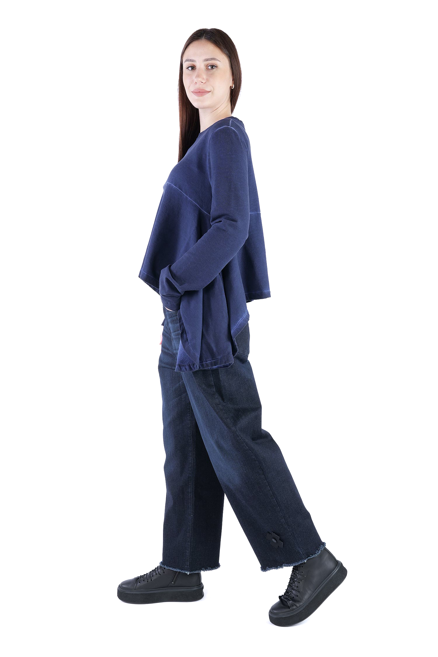Asymmetrical sweat pullover - Ocean - 2135
