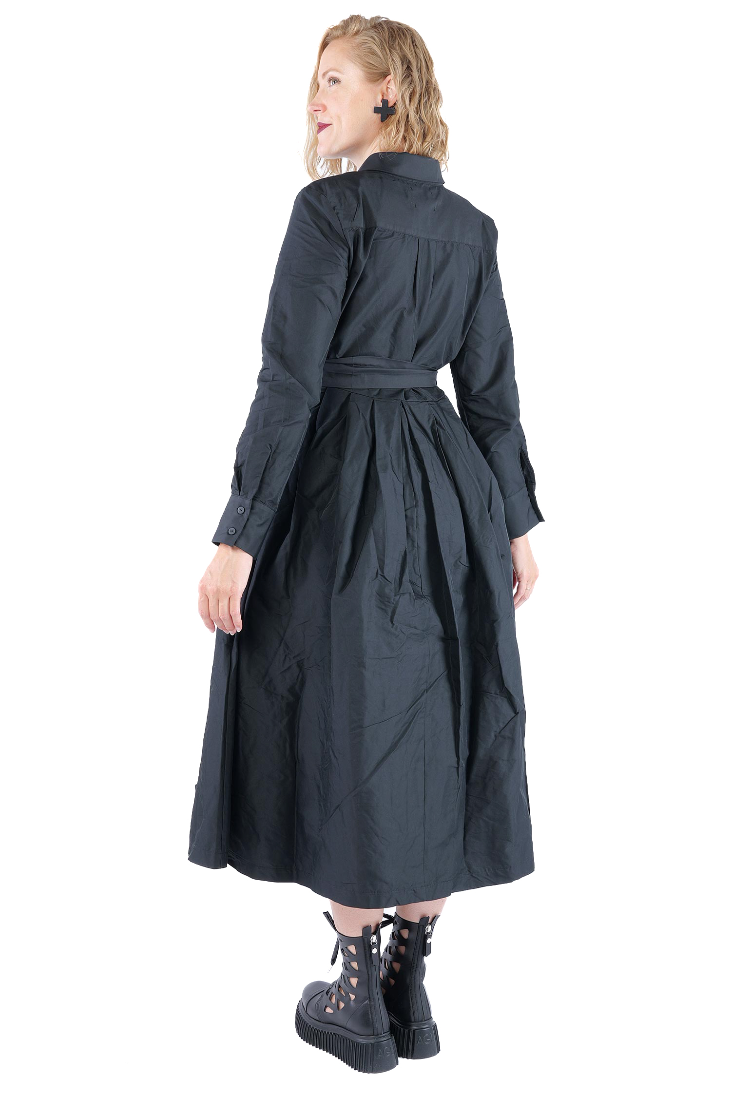 Taft Mantel-Kleid - Schwarz - 1162