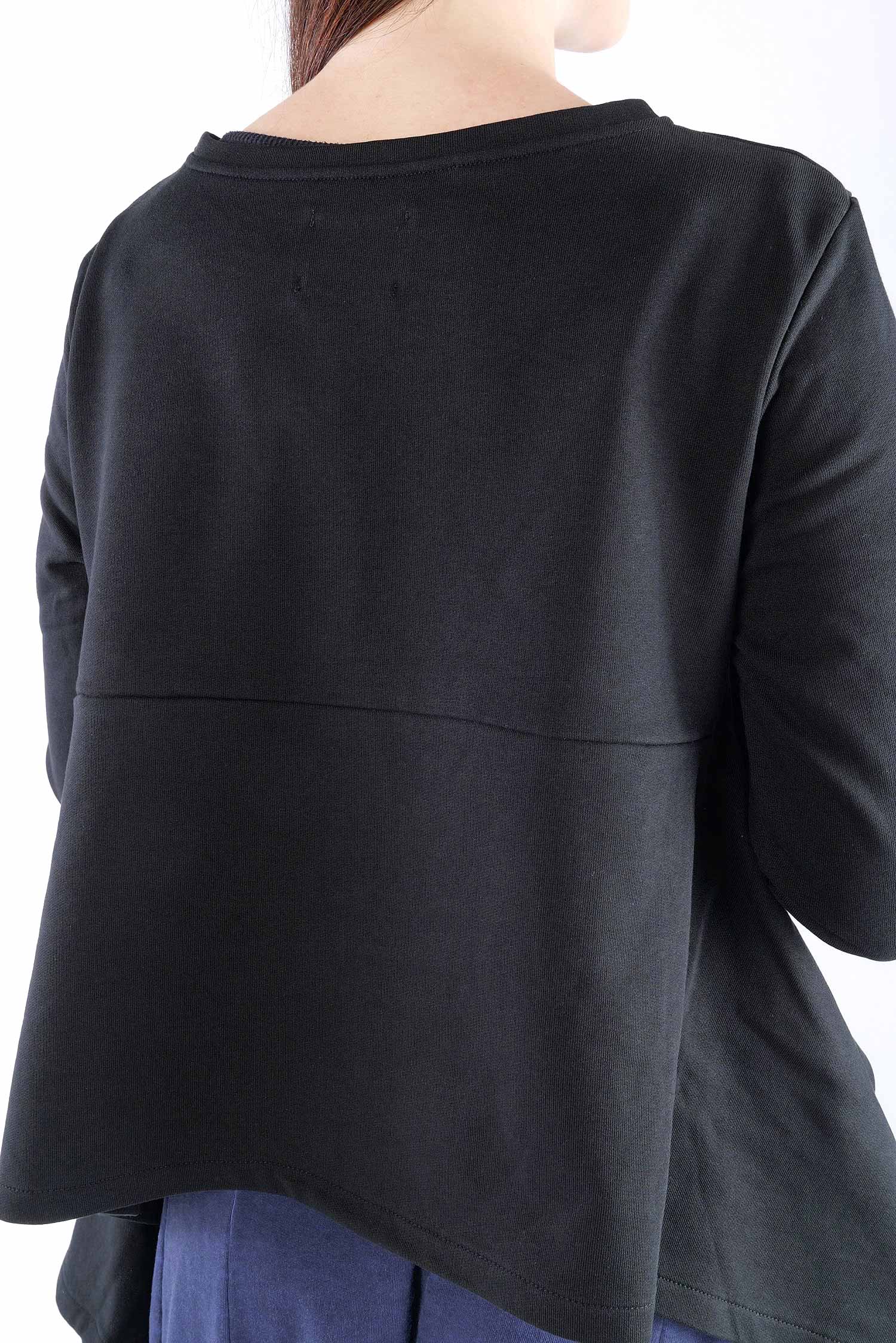 Asymmetrischer Sweatpullover - Schwarz - 2135