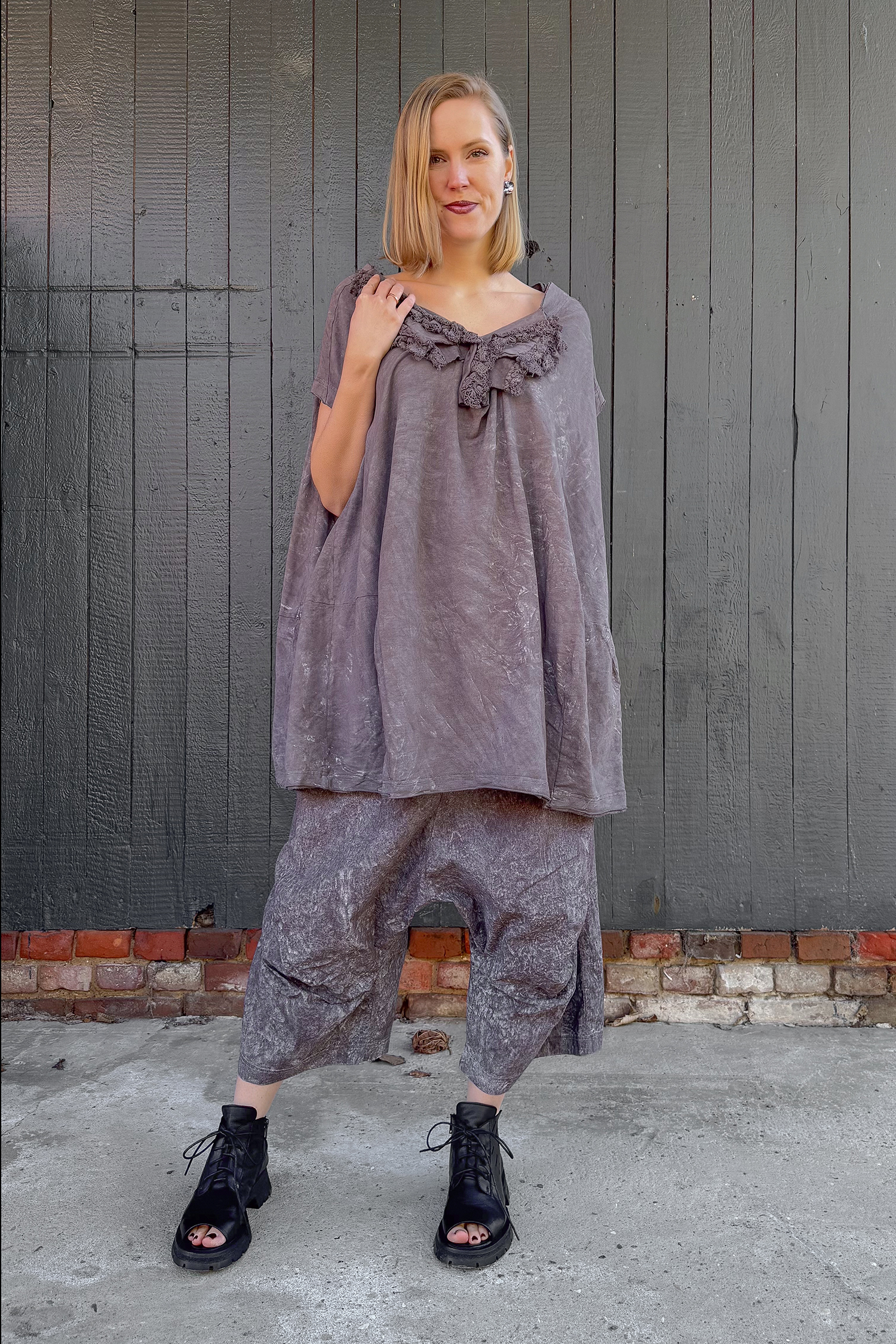 Sweattunika mit Spitze - Amber fog - 1262281906