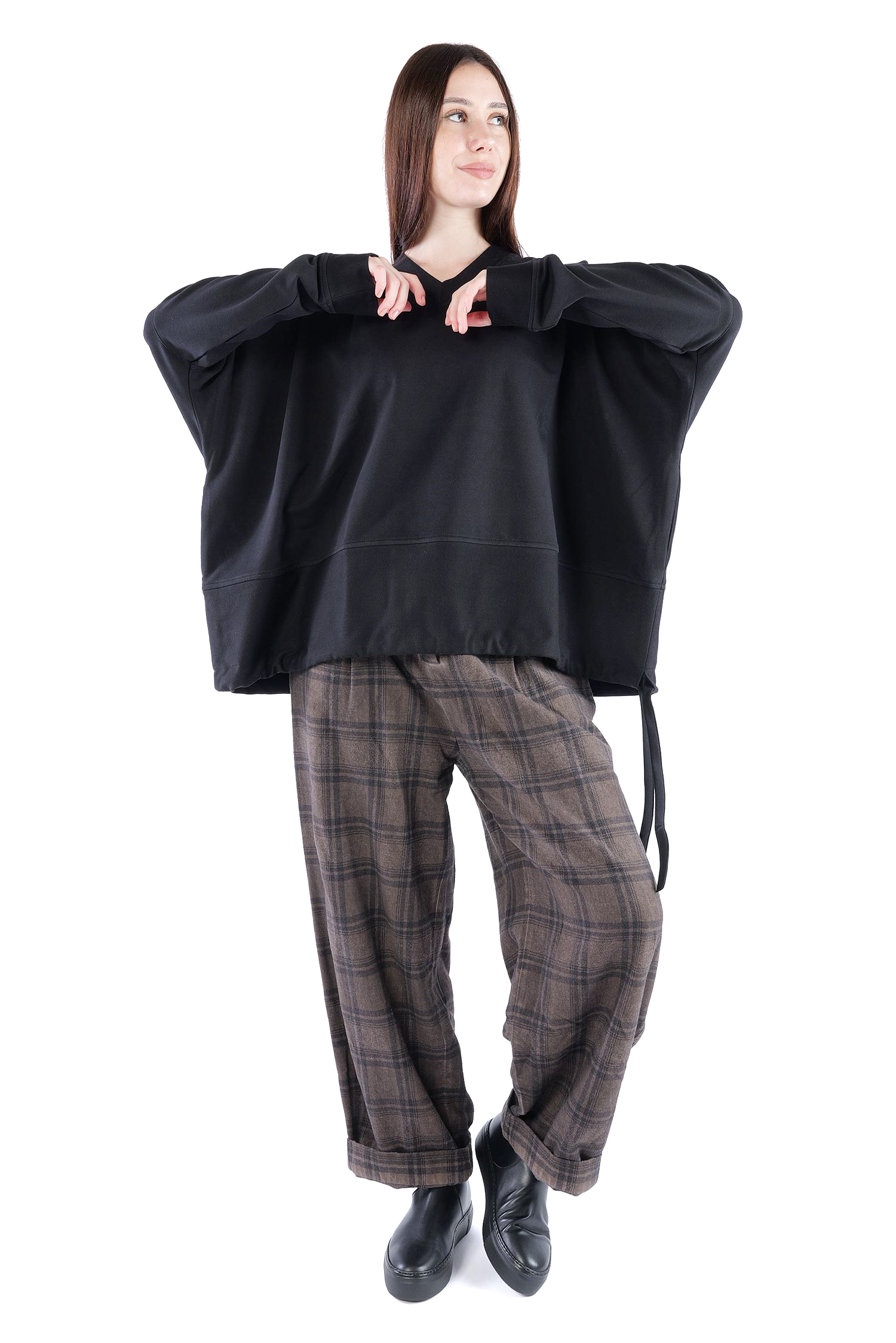 Oversize Sweatpullover - Schwarz - 26.2-KHF116