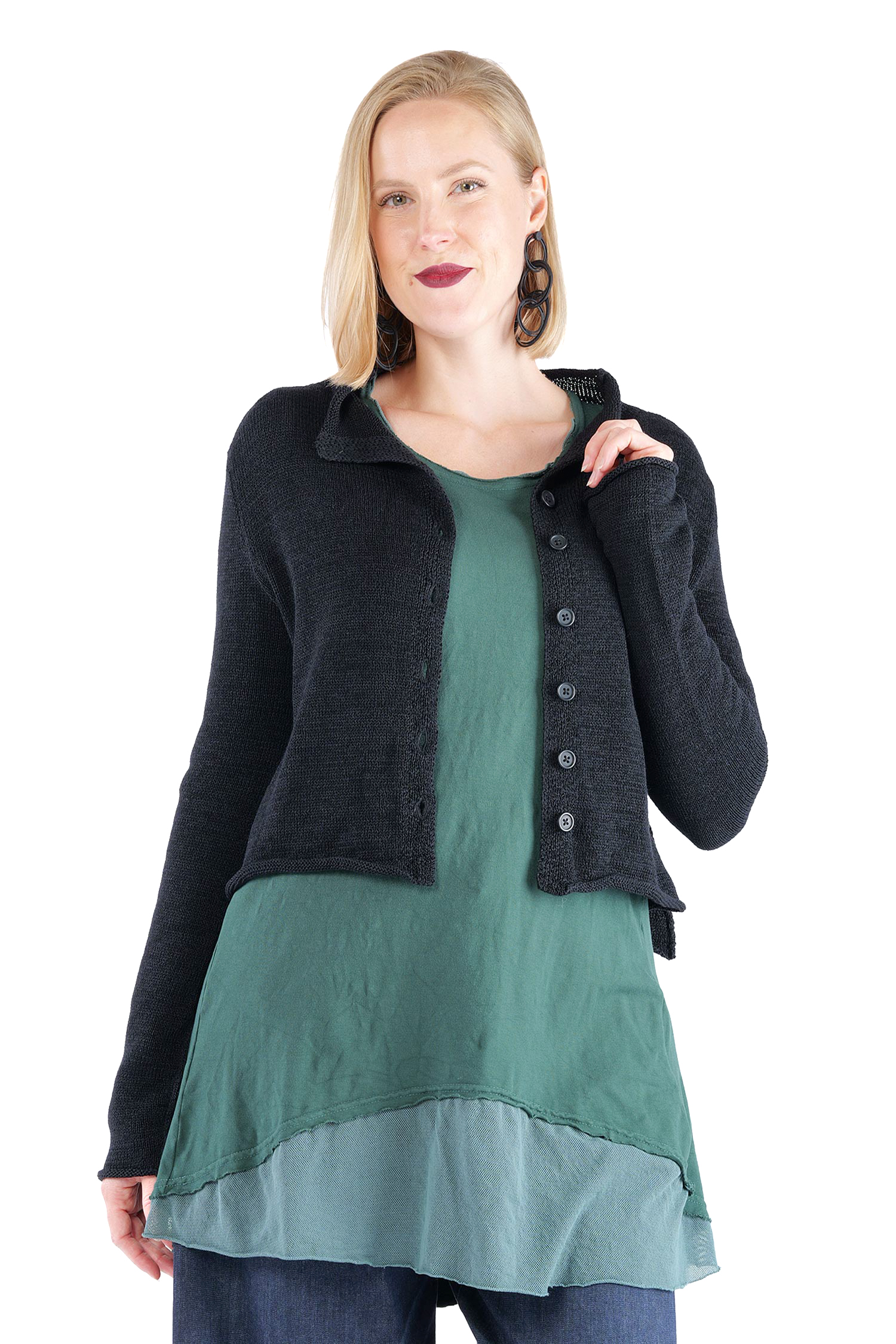 Short knitted jacket - Black - 2263727111