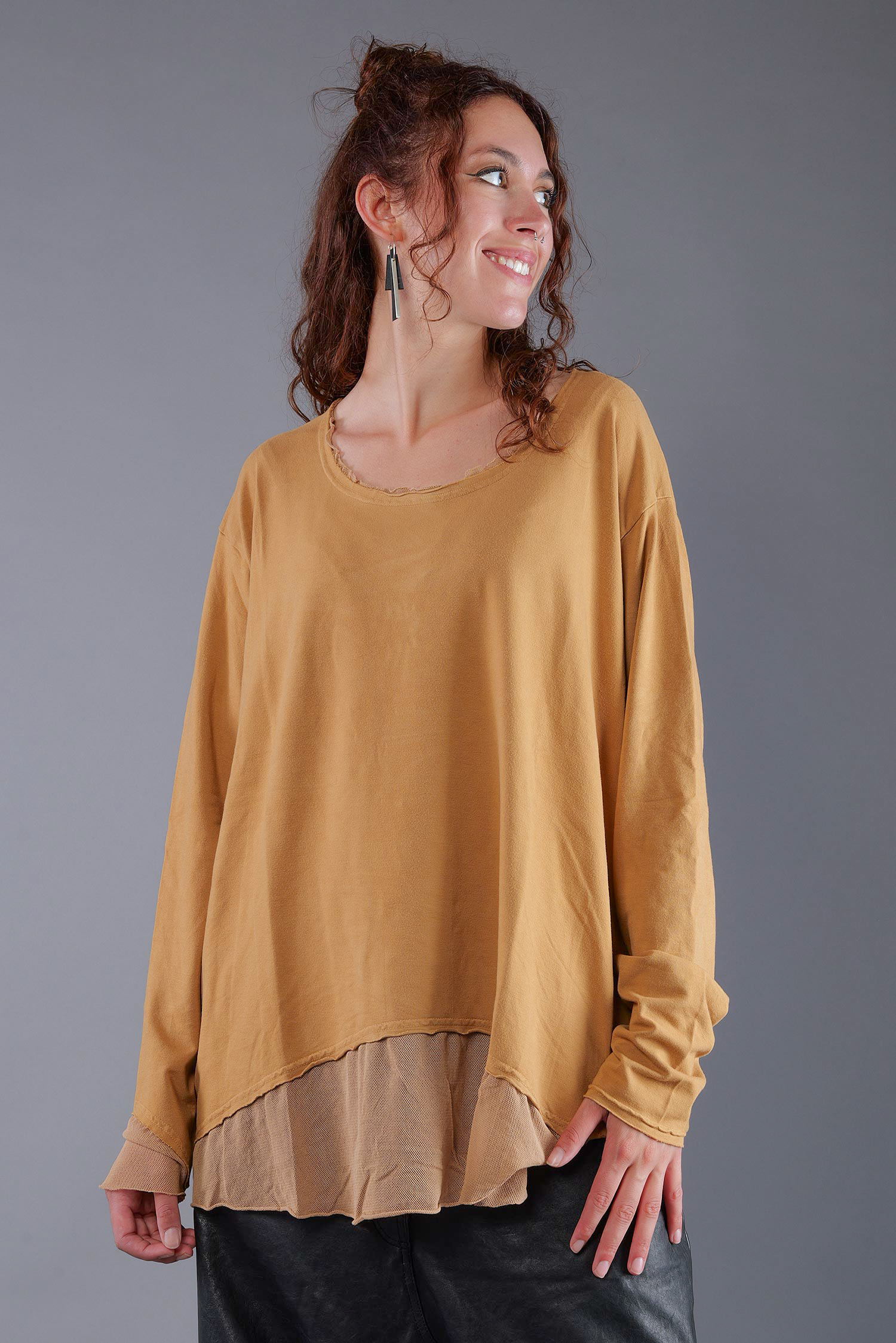 Shirt mit Tüll - Bronze - 2263510502