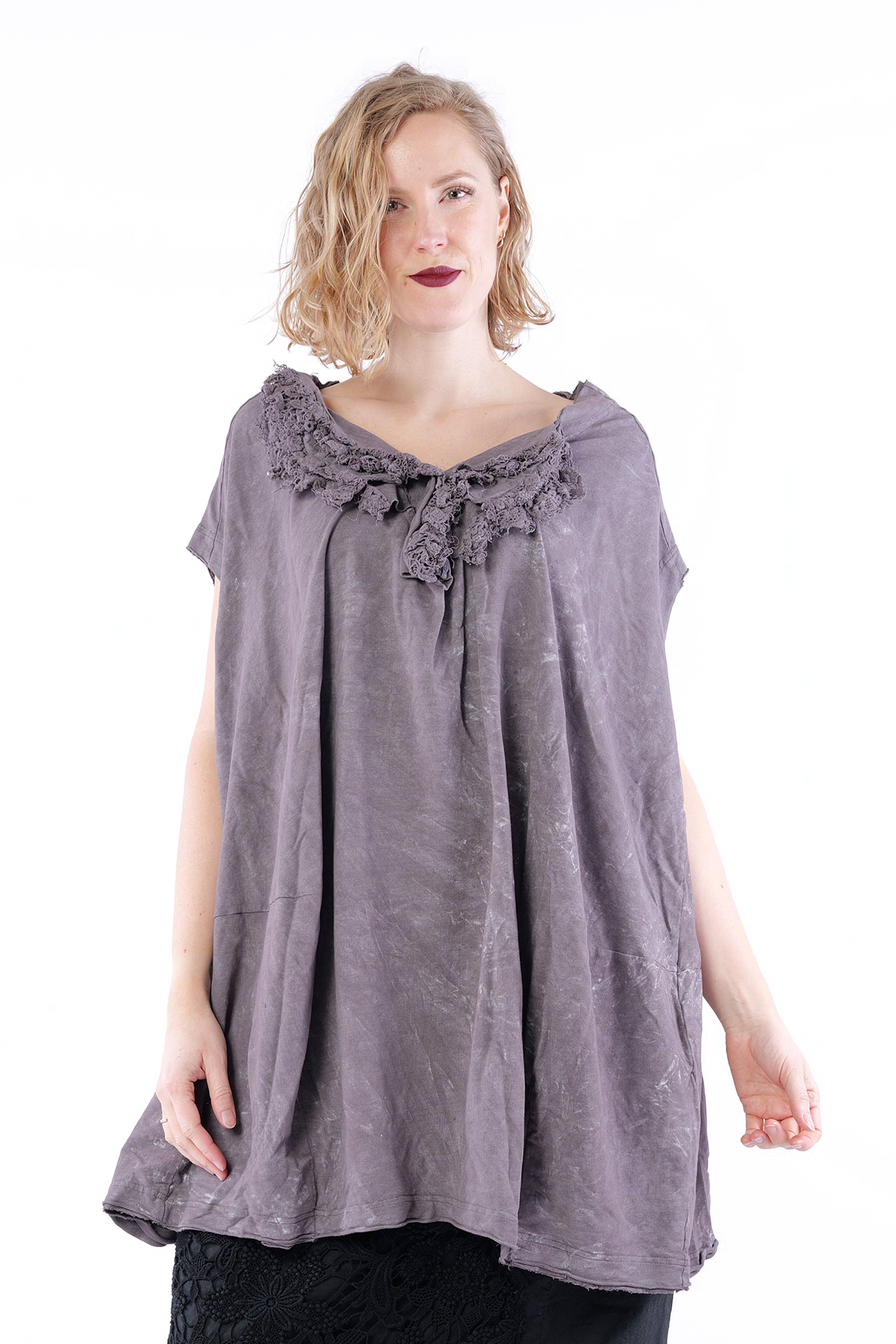 Sweattunika mit Spitze - Amber fog - 1262281906