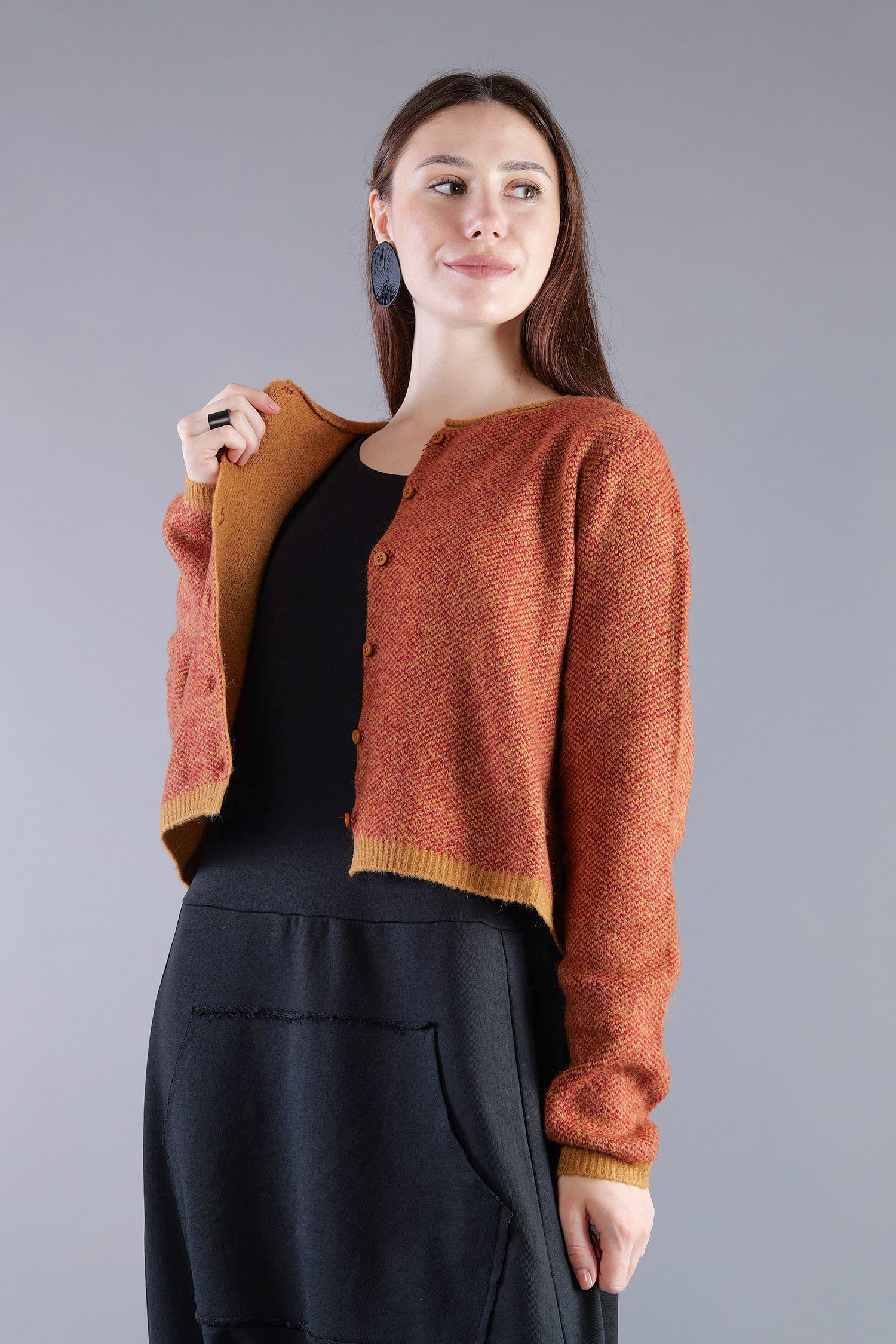 Strickjacke - Bronze lava jacquard - 2263277101