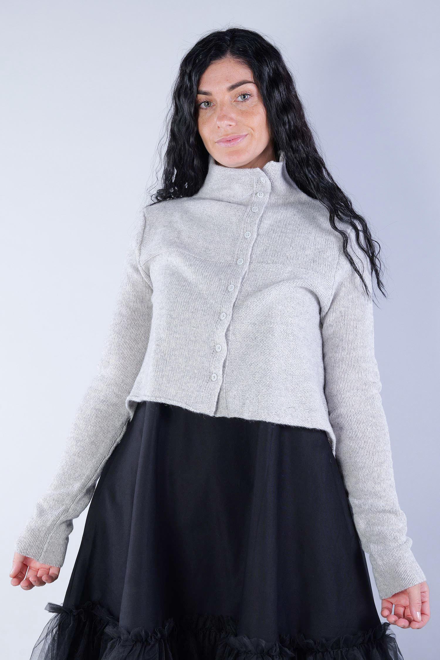 Kurze Strickjacke - Light grey - 2253627103