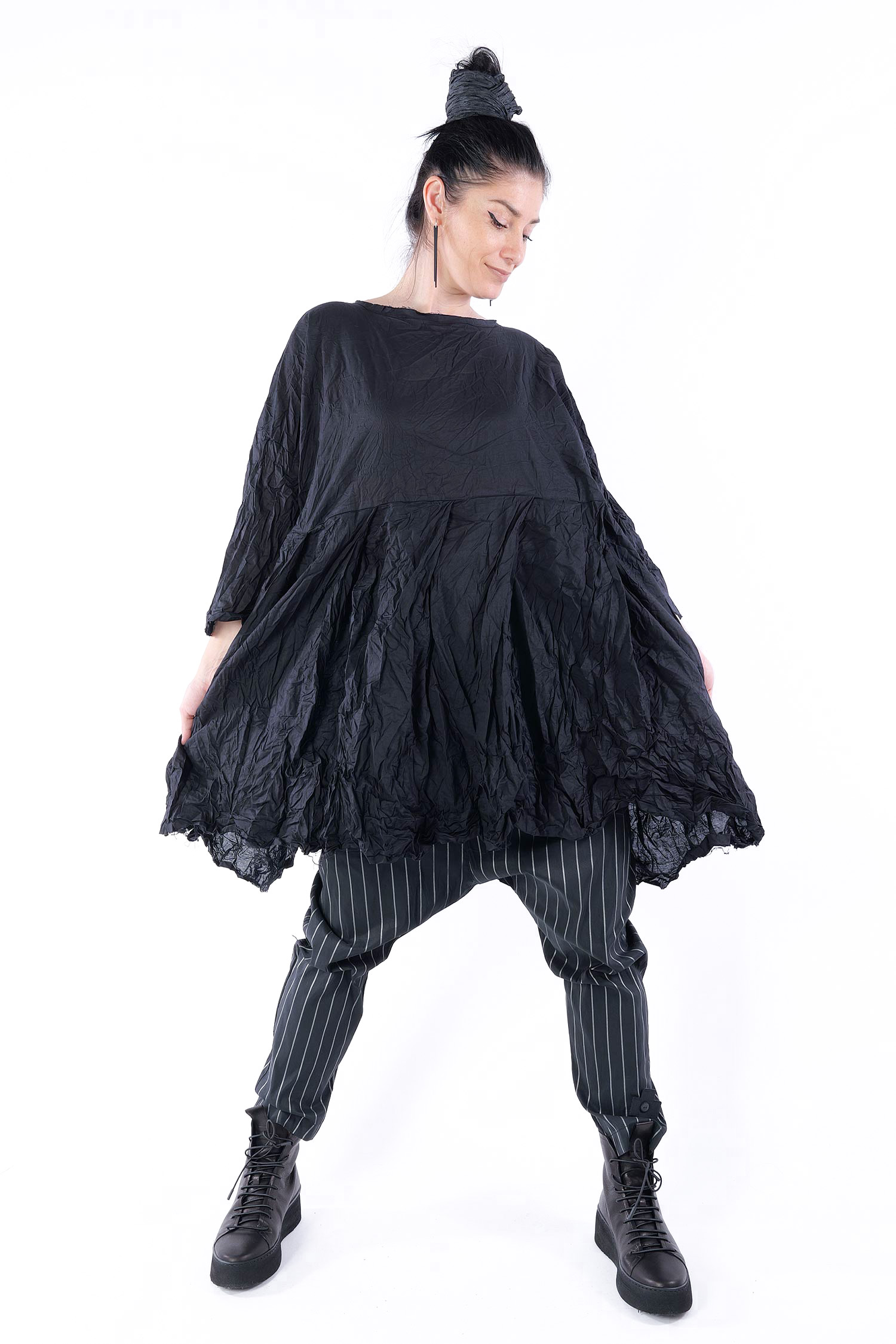 Falten Tunika - Schwarz - Slowgold