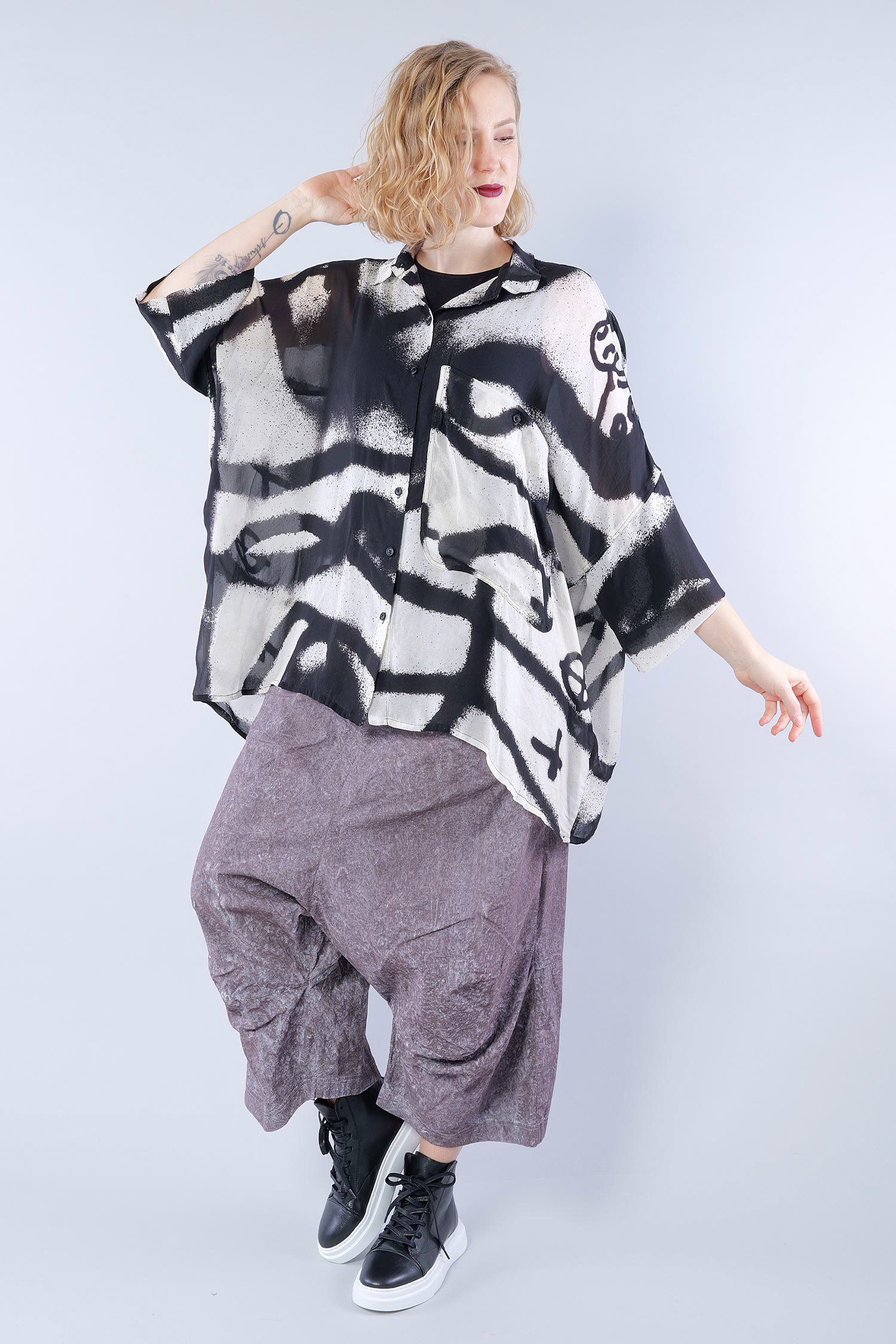 Oversized blouse - Black print - 1261770407