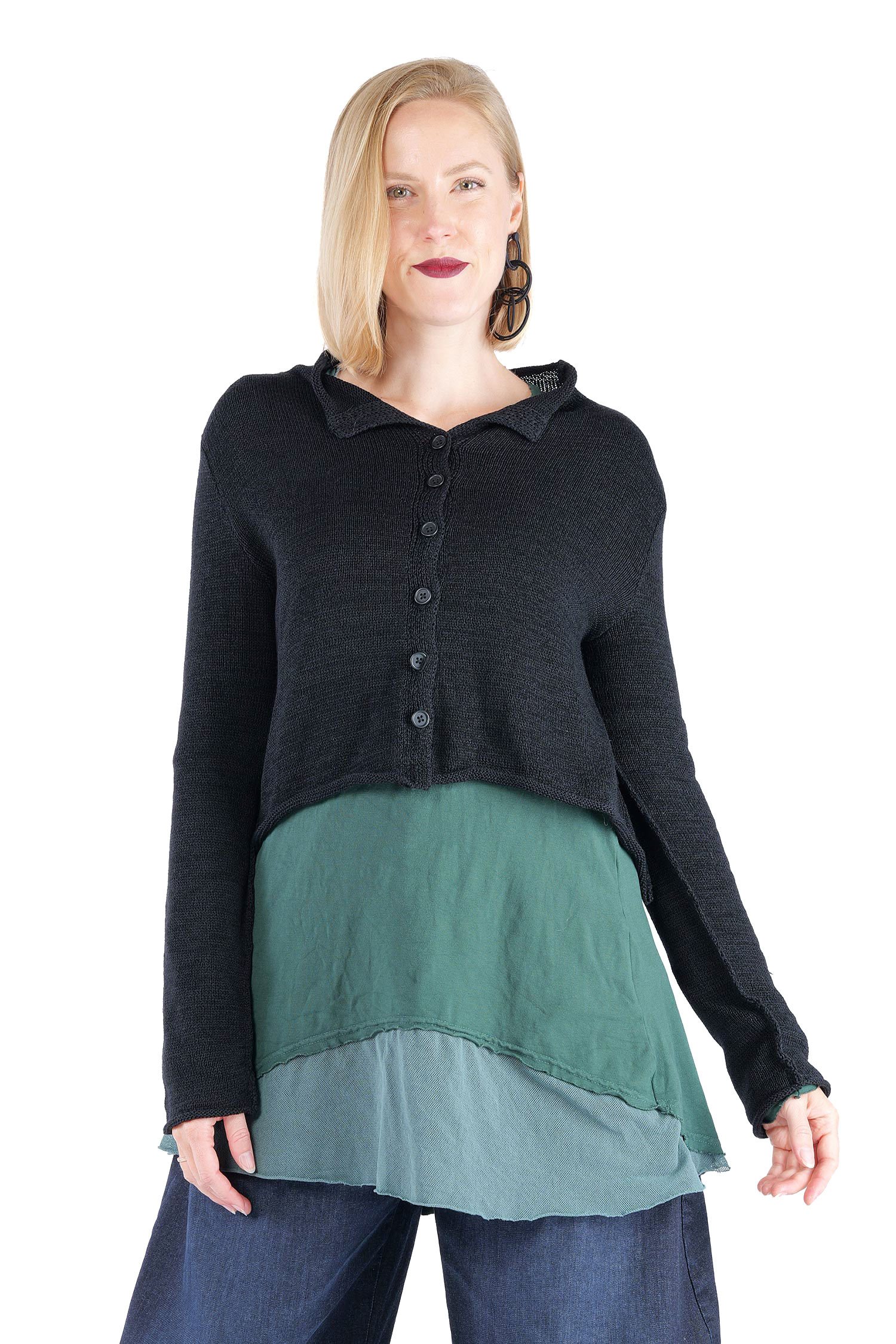 Short knitted jacket - Black - 2263727111