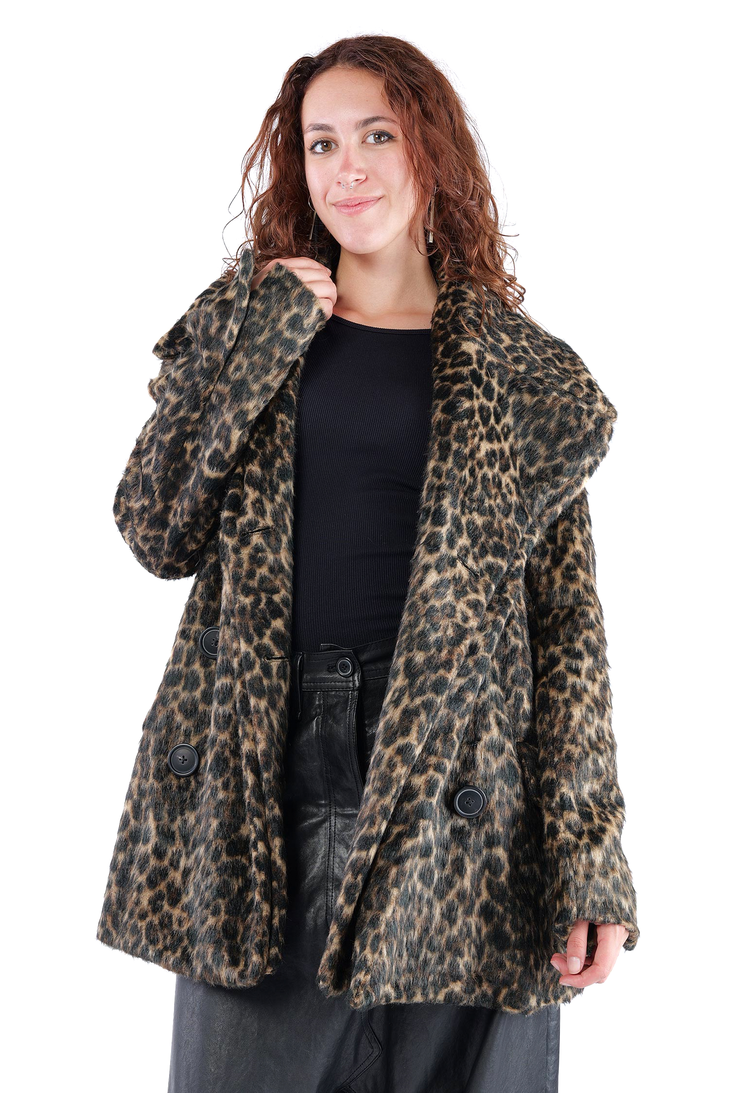 Oversized leopard fur jacket - Leo jacquard - 2261191102