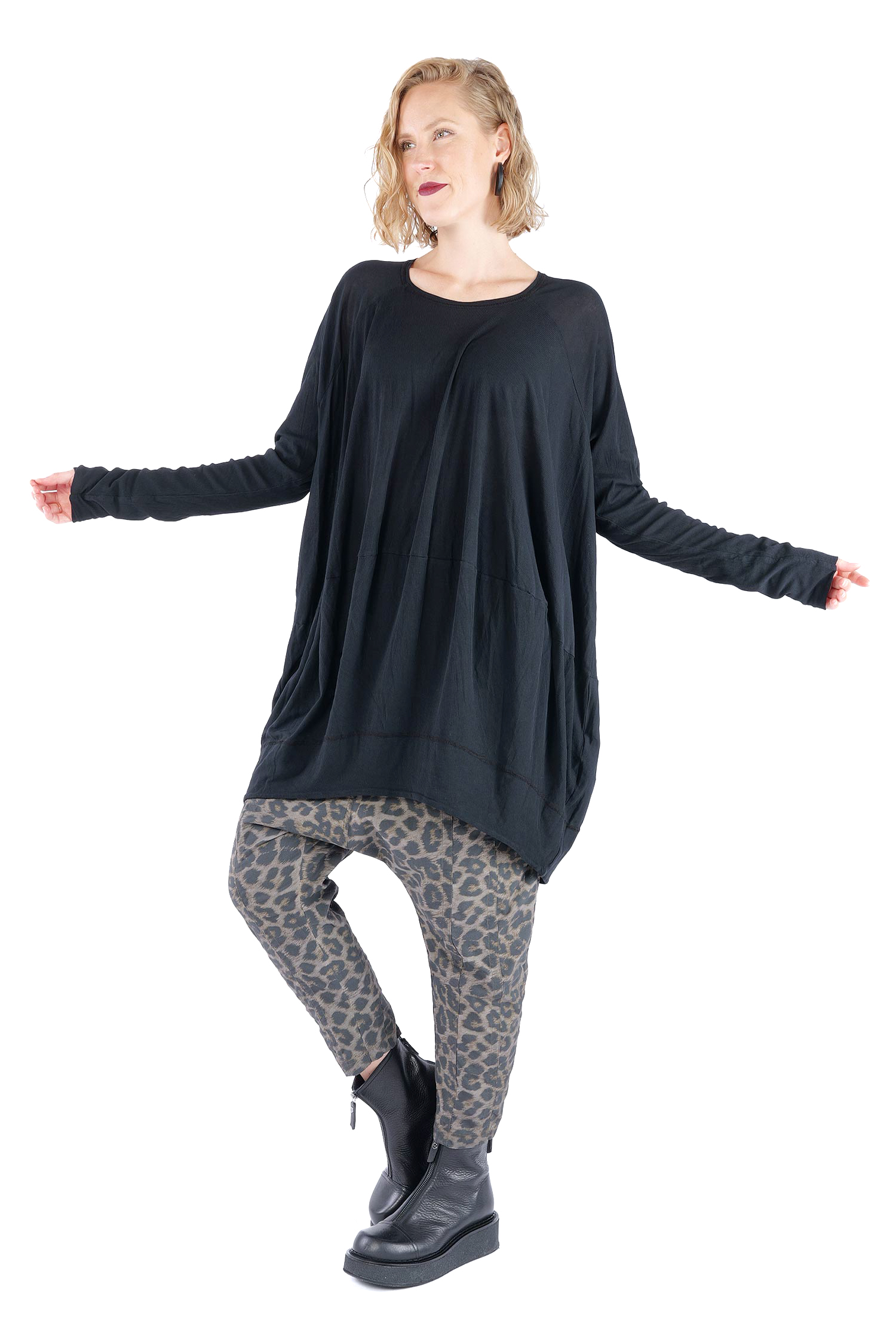 Oversize Tunika - Schwarz - 2261140515