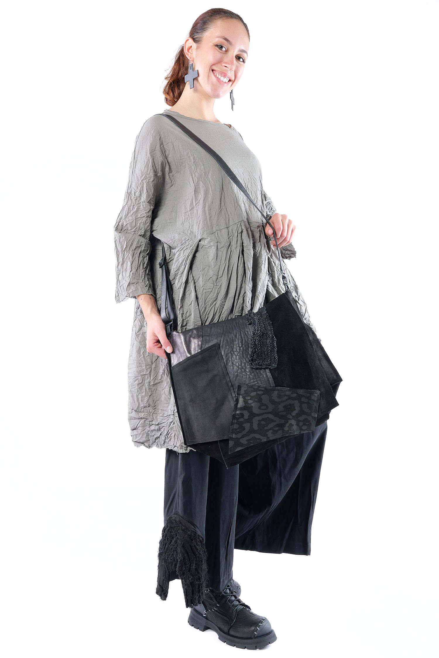 Patchwork Ledertasche - Schwarz - M.Aurelia